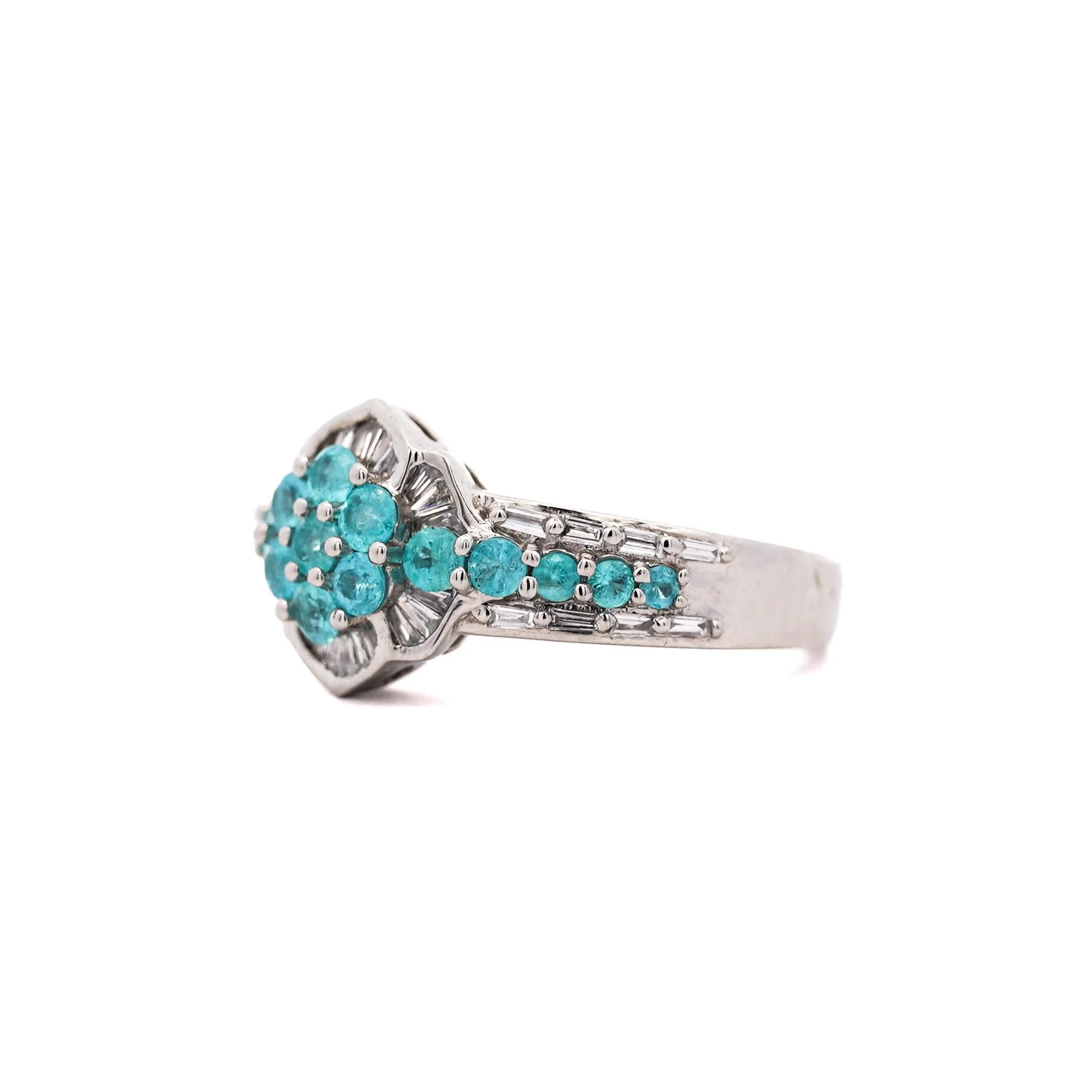 GIA Certified Brazilian Paraiba Tourmaline Cluster Ring - Image 4