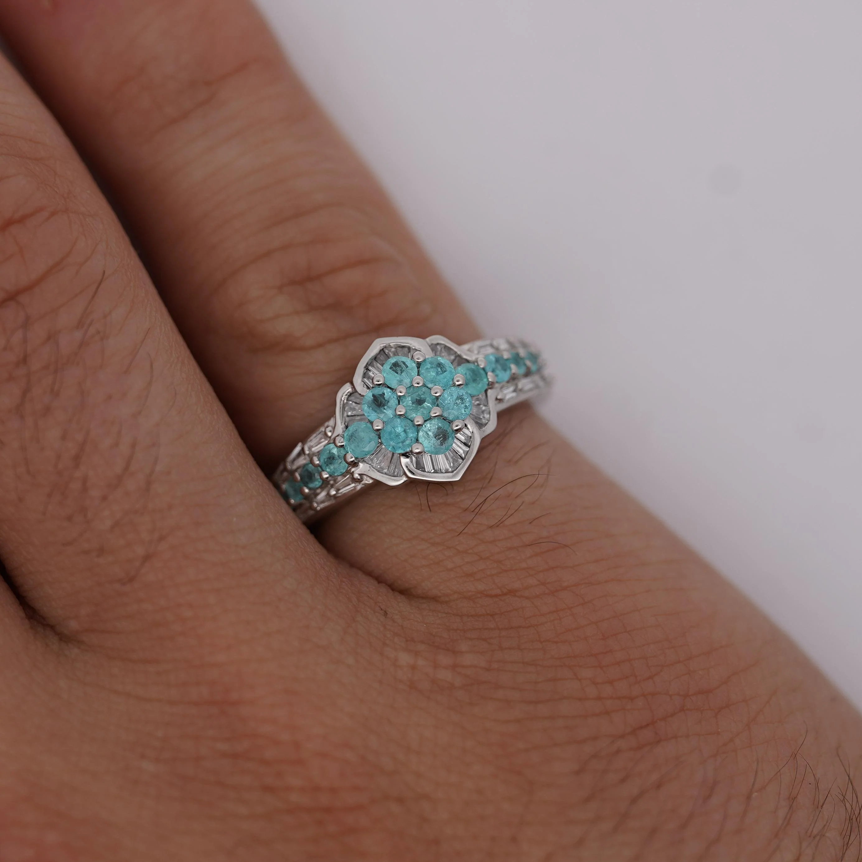 GIA Certified Brazilian Paraiba Tourmaline Cluster Ring - Image 5
