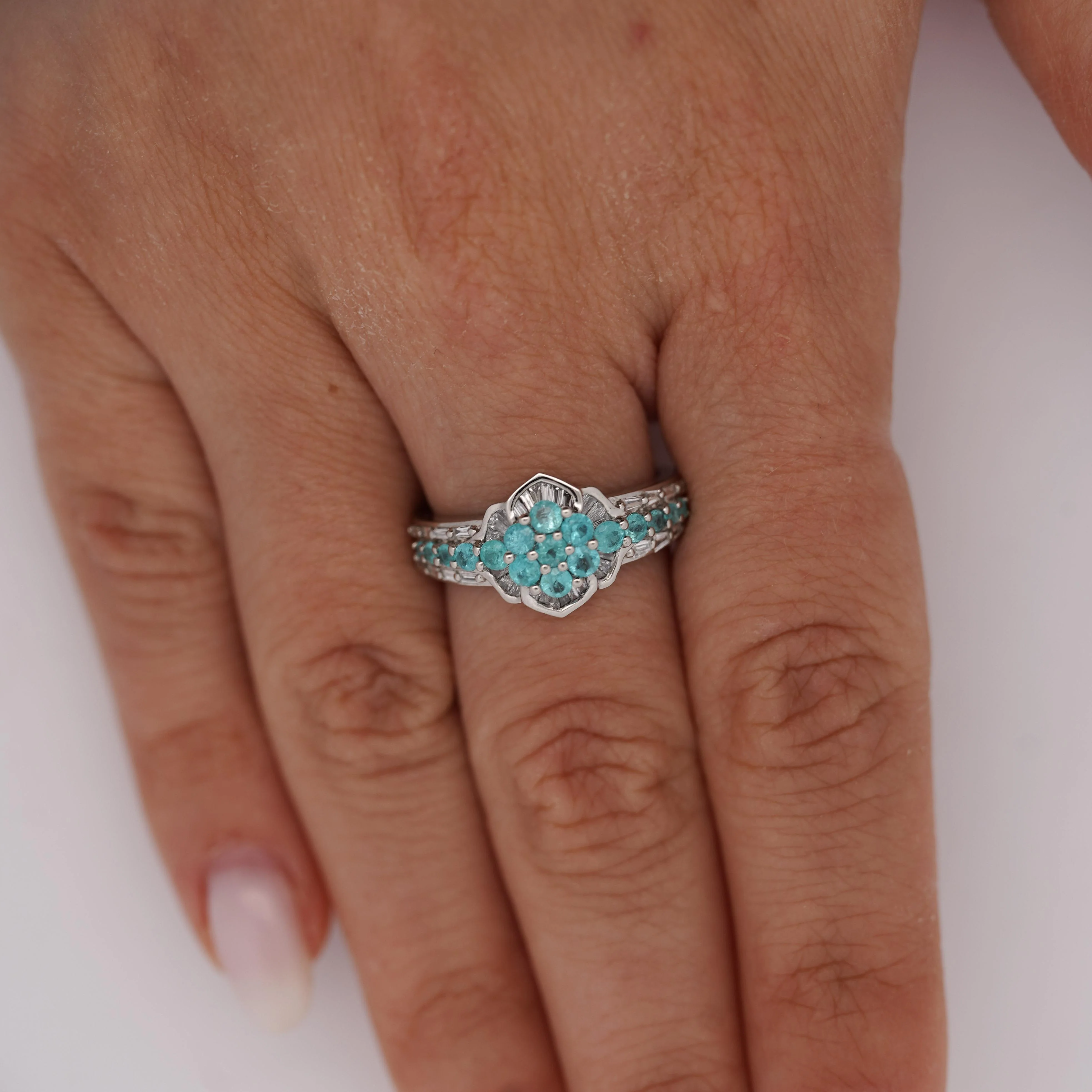 GIA Certified Brazilian Paraiba Tourmaline Cluster Ring - Image 6