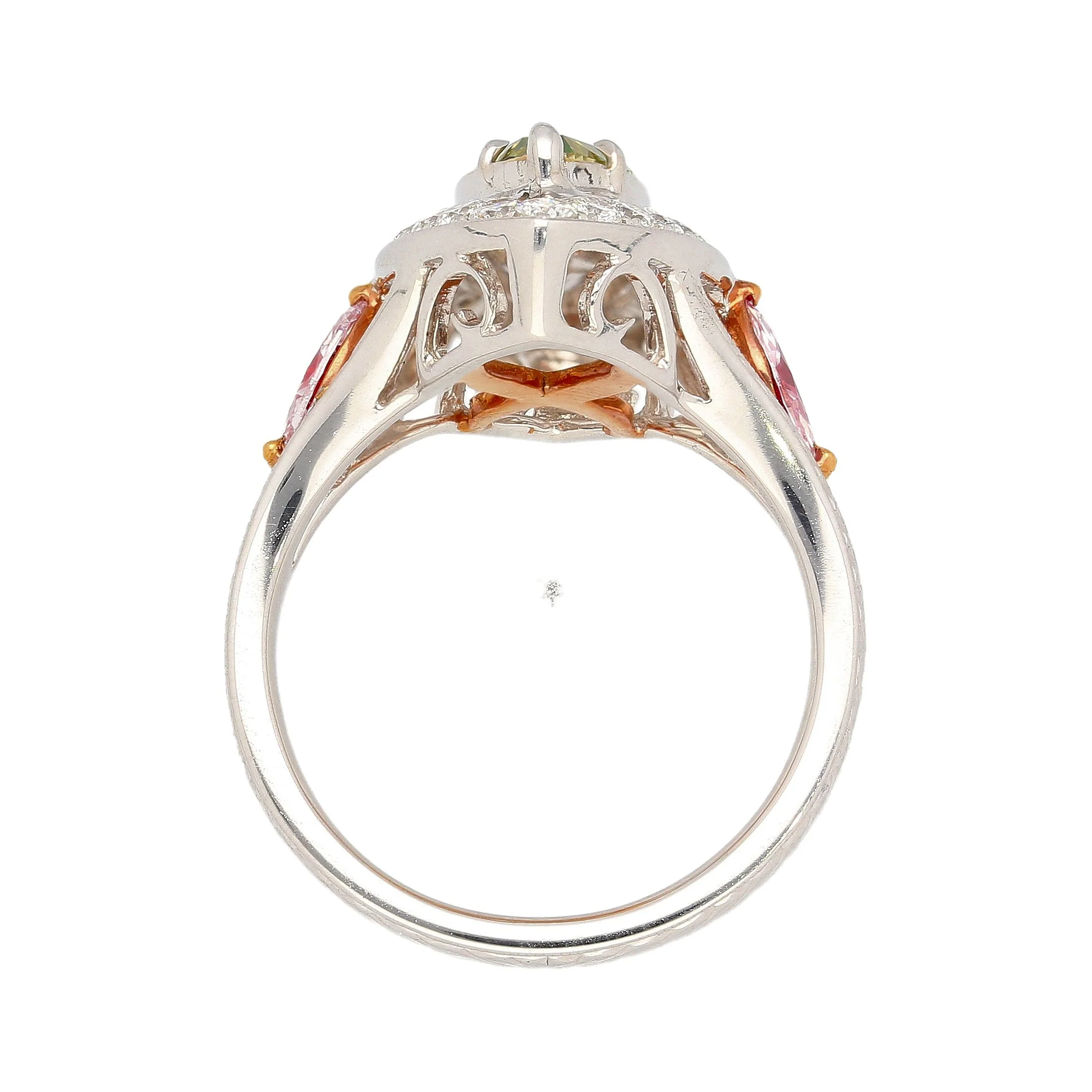 GIA Certified 1.92 carat Brownish Greenish Yellow Marquise Cut Diamond Ring - Image 7