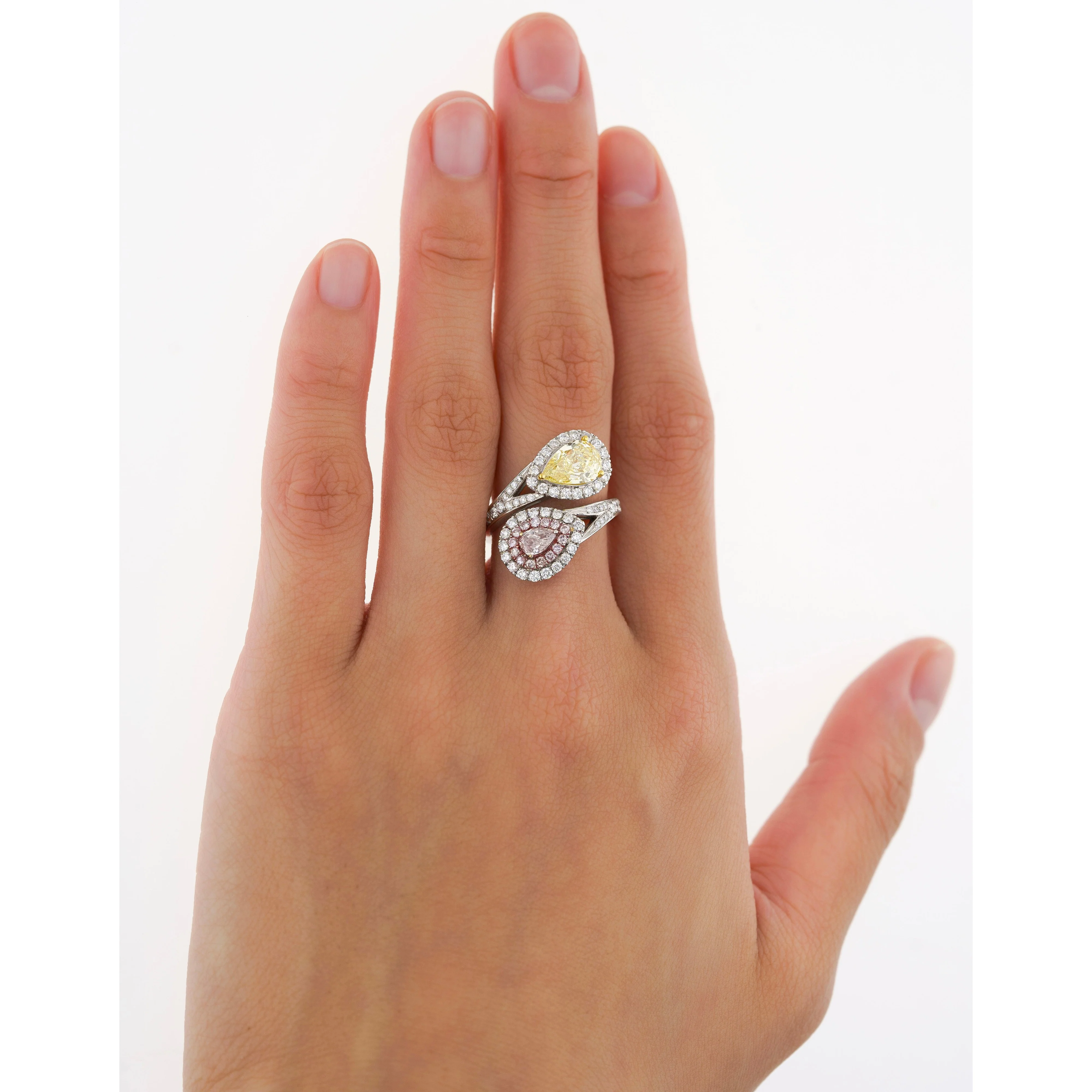 GIA Certified Fancy Intense Yellow & Fancy Light Pink Diamond Toi Et Moi Ring in 18K White Gold - Image 13
