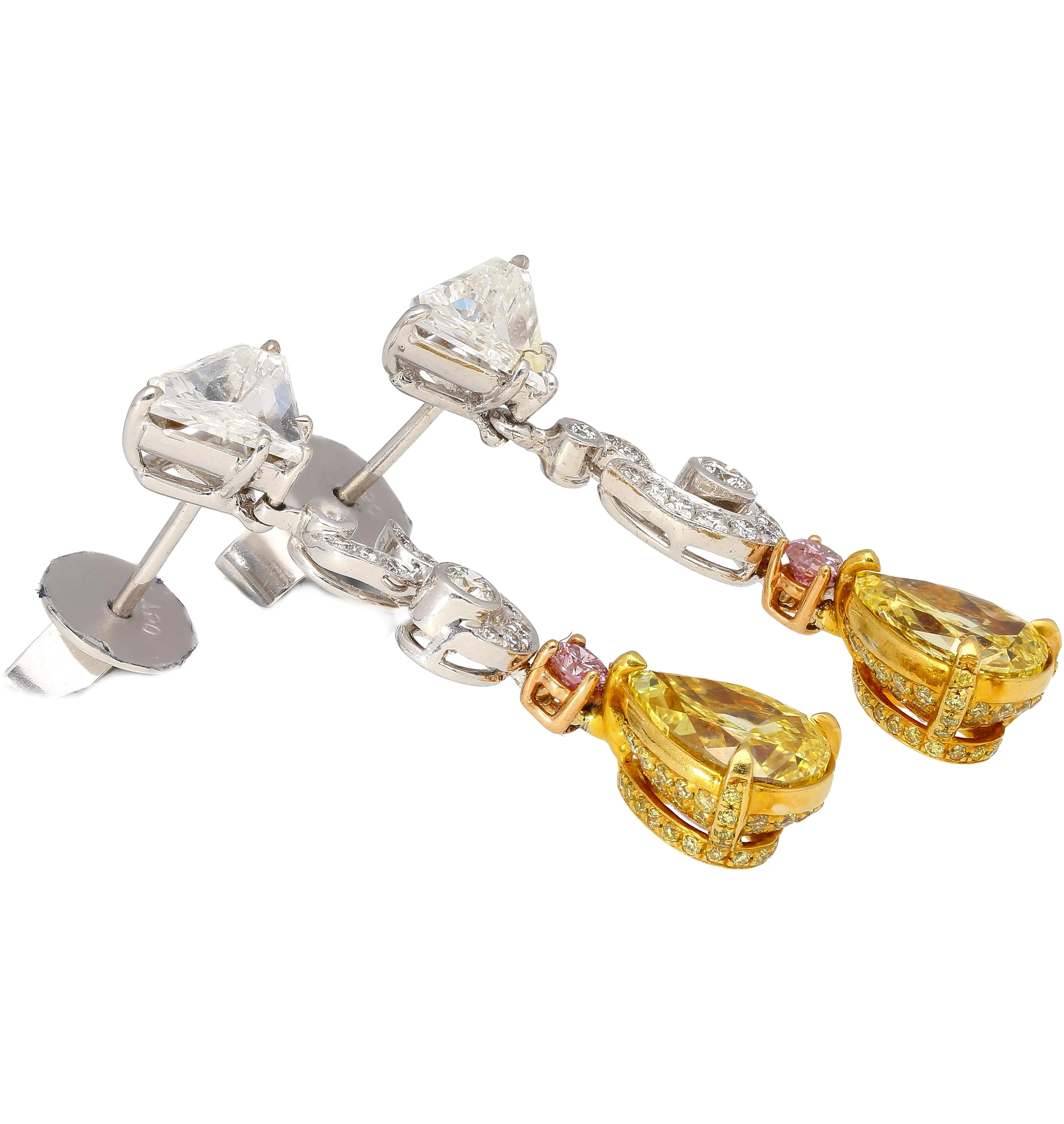 GIA Certified Fancy Vivid Yellow Diamond Drop Earrings - Image 6