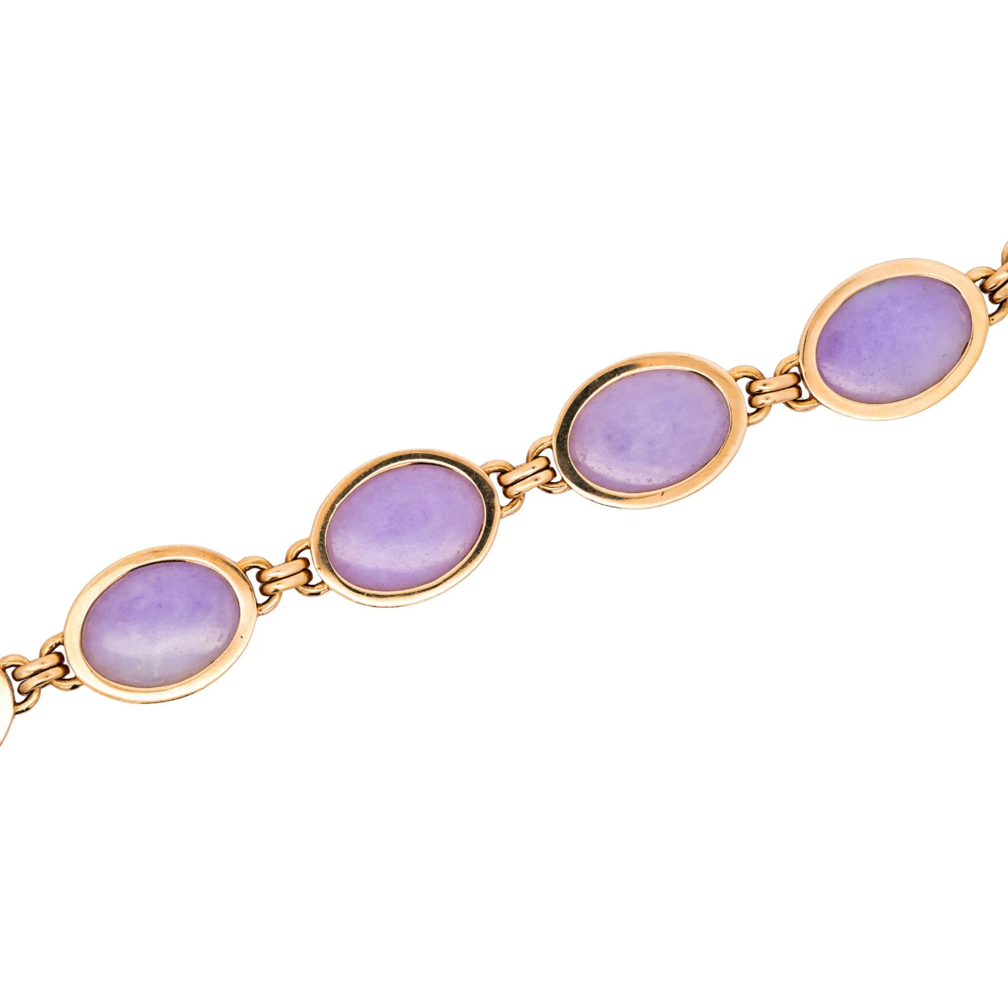 GIA Certified GUMP Signed Lavender Jadeite Jade 14K Gold Link Bracelet - Image 7