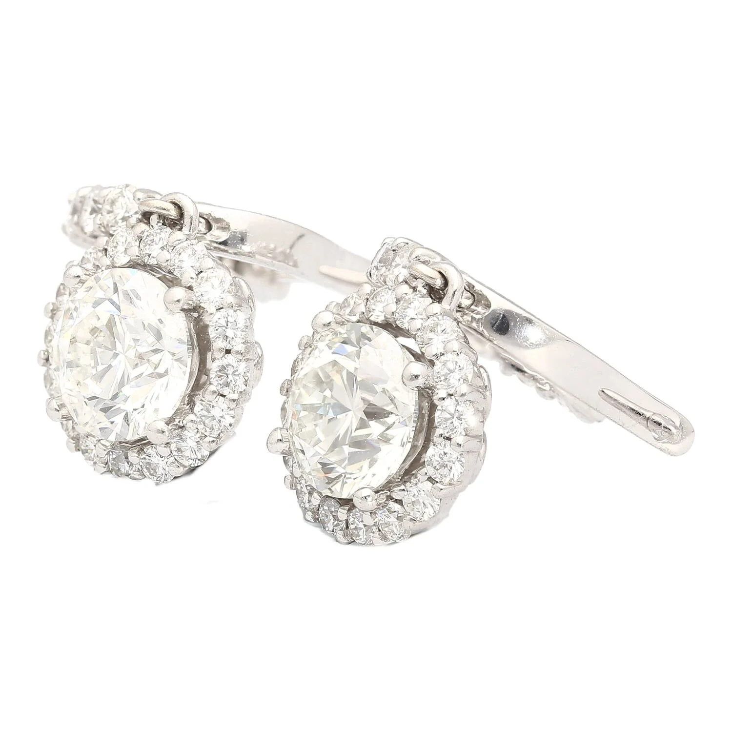 GIA Certified 3.7 Carat TW Natural Diamond Latch Back Dangle-Drop Earrings in 18K - Image 3