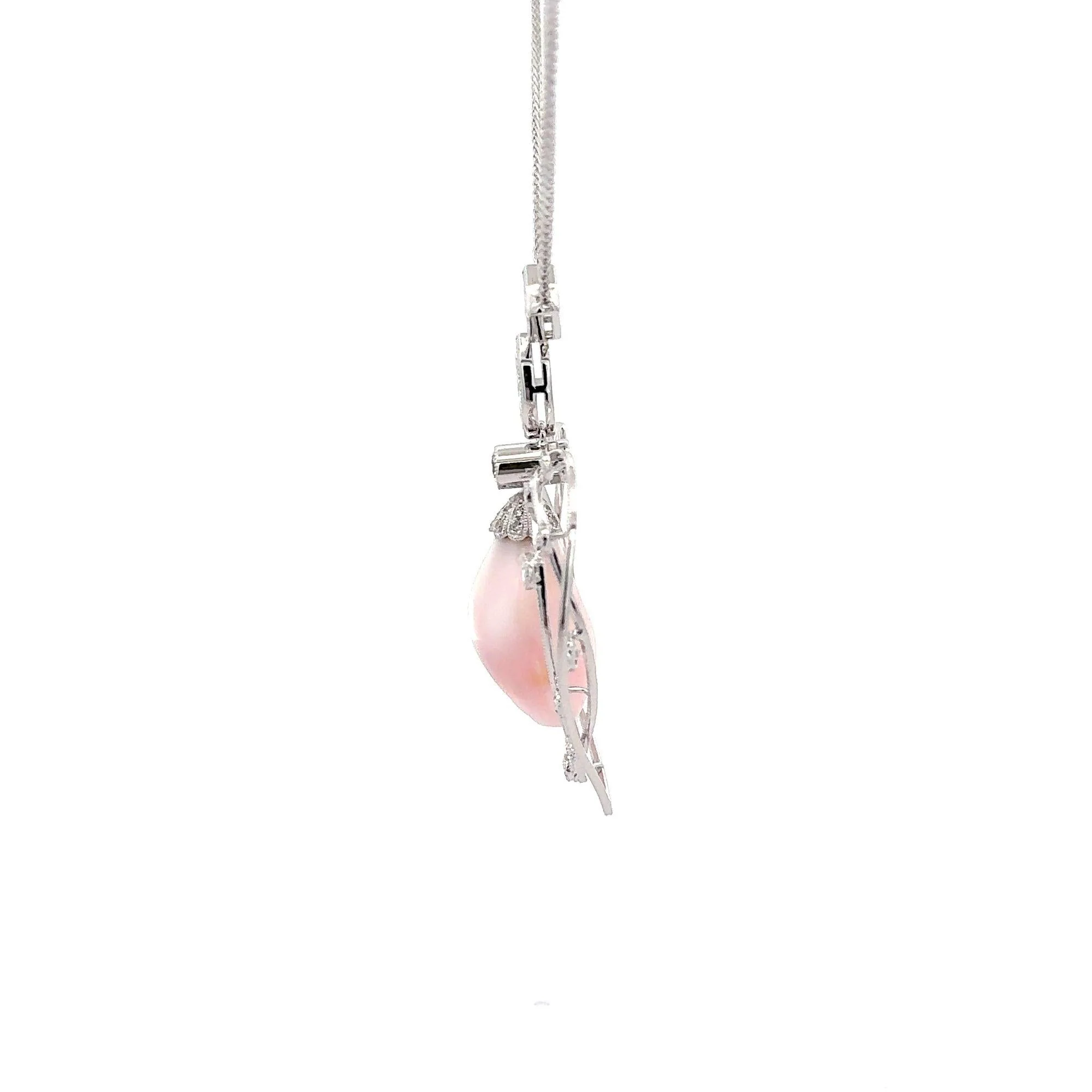 GIA Certified Natural Pink Saltwater Conch Pearl Vintage Necklace - Image 7