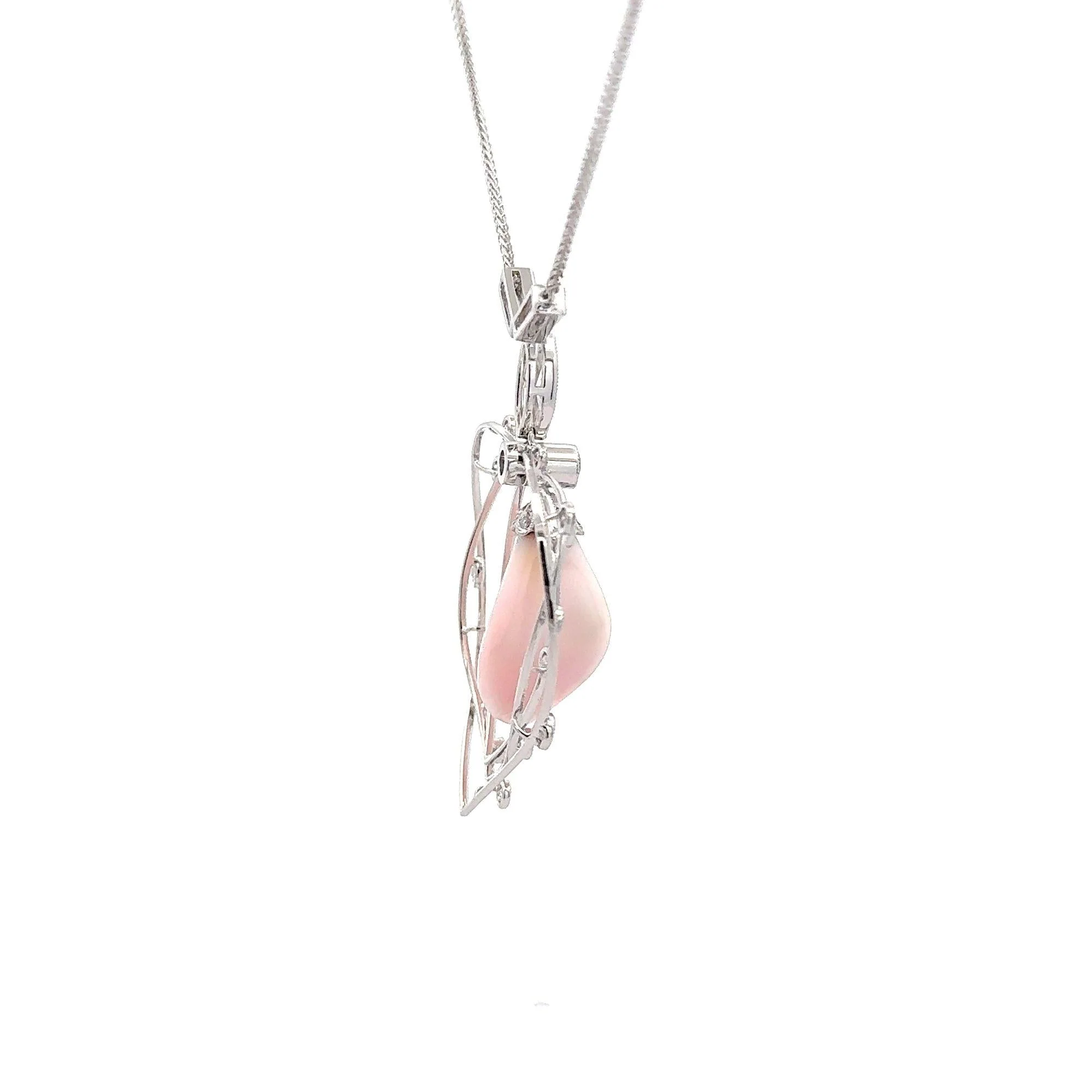 GIA Certified Natural Pink Saltwater Conch Pearl Vintage Necklace - Image 9