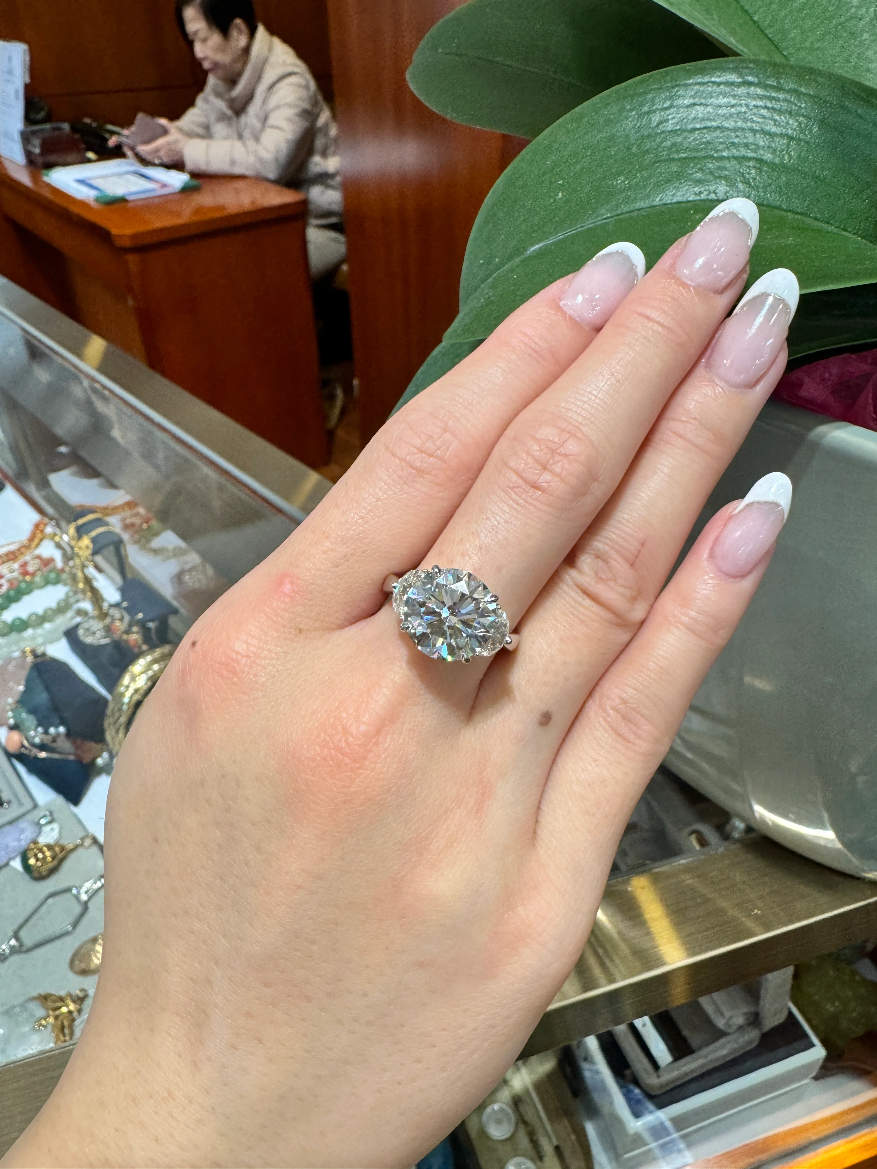 GIA Certified 5.03 Carat J/VVS1 Round Cut Diamond Ring Half Moon Cut Side Stones - Image 3