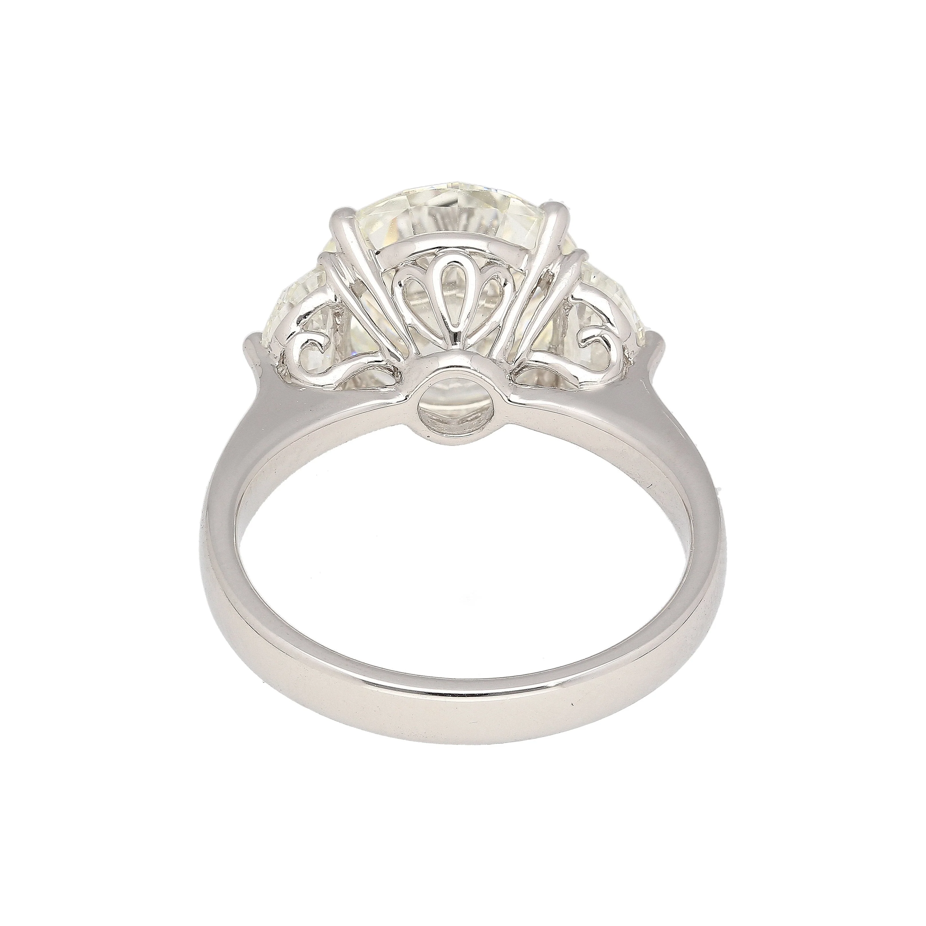 GIA Certified 5.03 Carat J/VVS1 Round Cut Diamond Ring Half Moon Cut Side Stones - Image 5