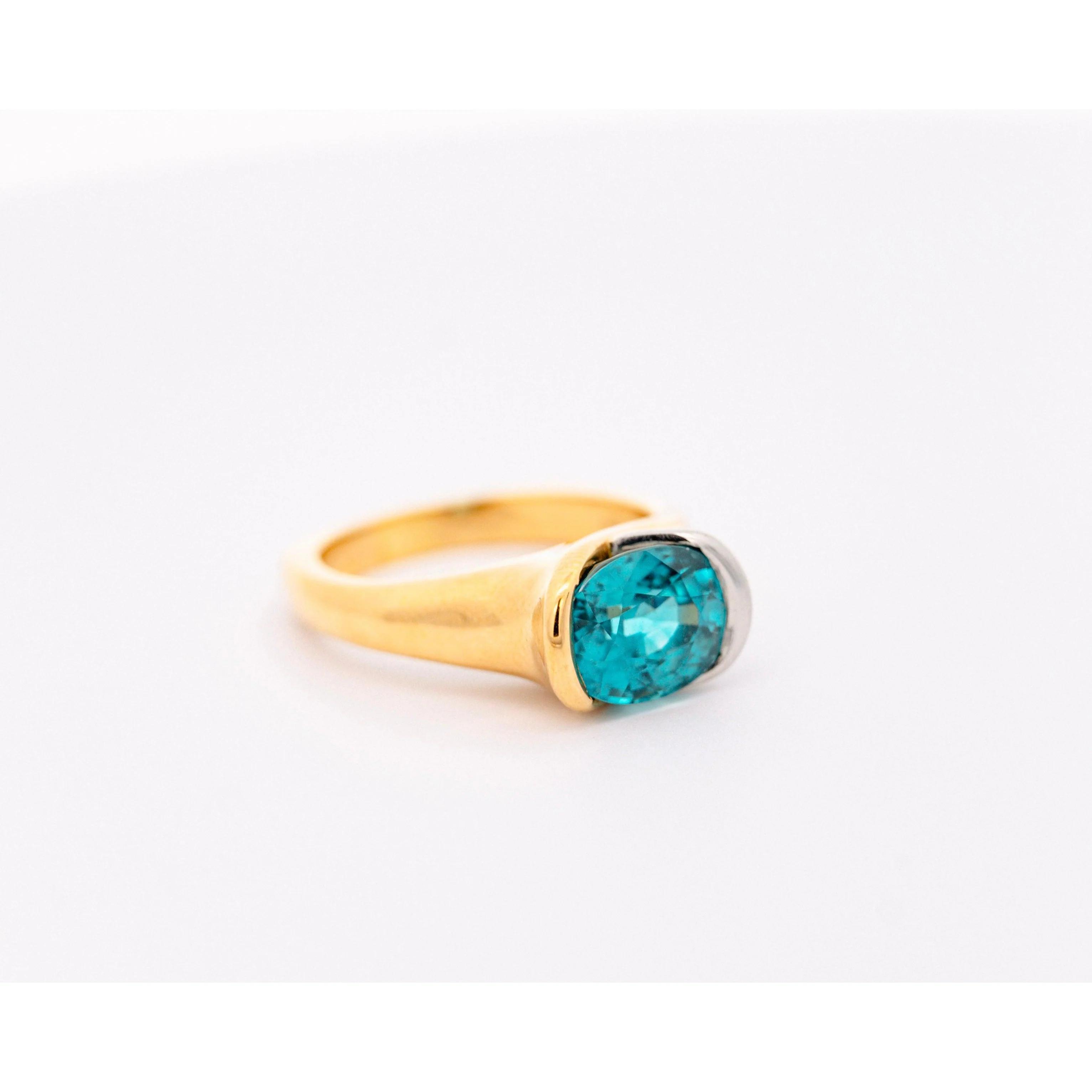 GIA Certified 5.25 Carat Oval Cut Blue Zircon & Diamond Bypass Ring Signed Richard Krementz - Image 5
