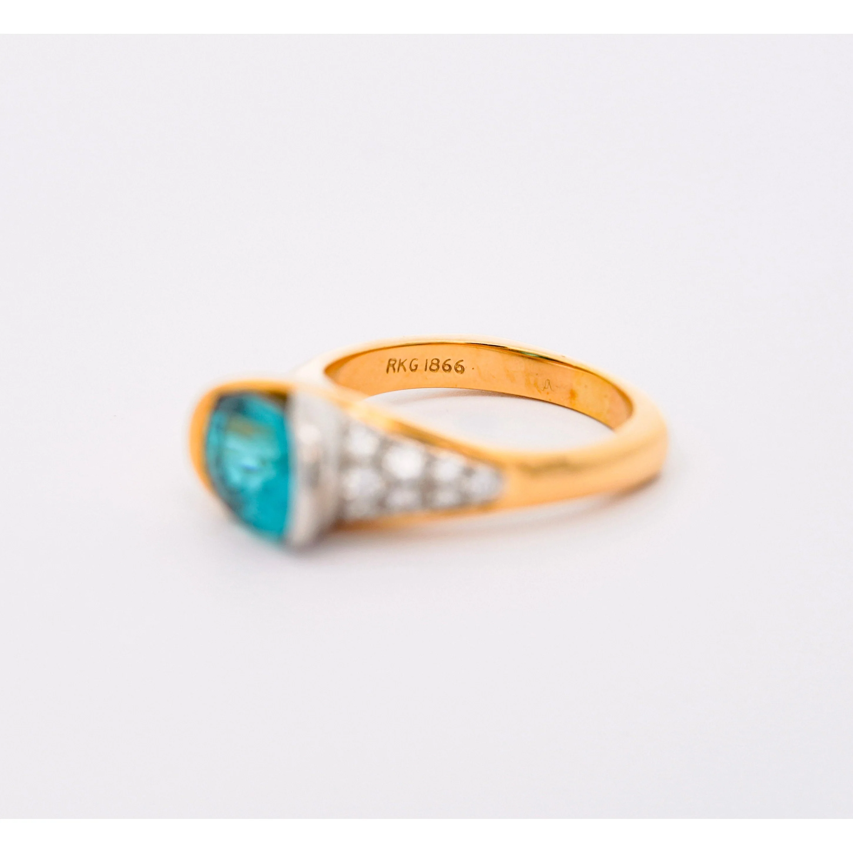 GIA Certified 5.25 Carat Oval Cut Blue Zircon & Diamond Bypass Ring Signed Richard Krementz - Image 6