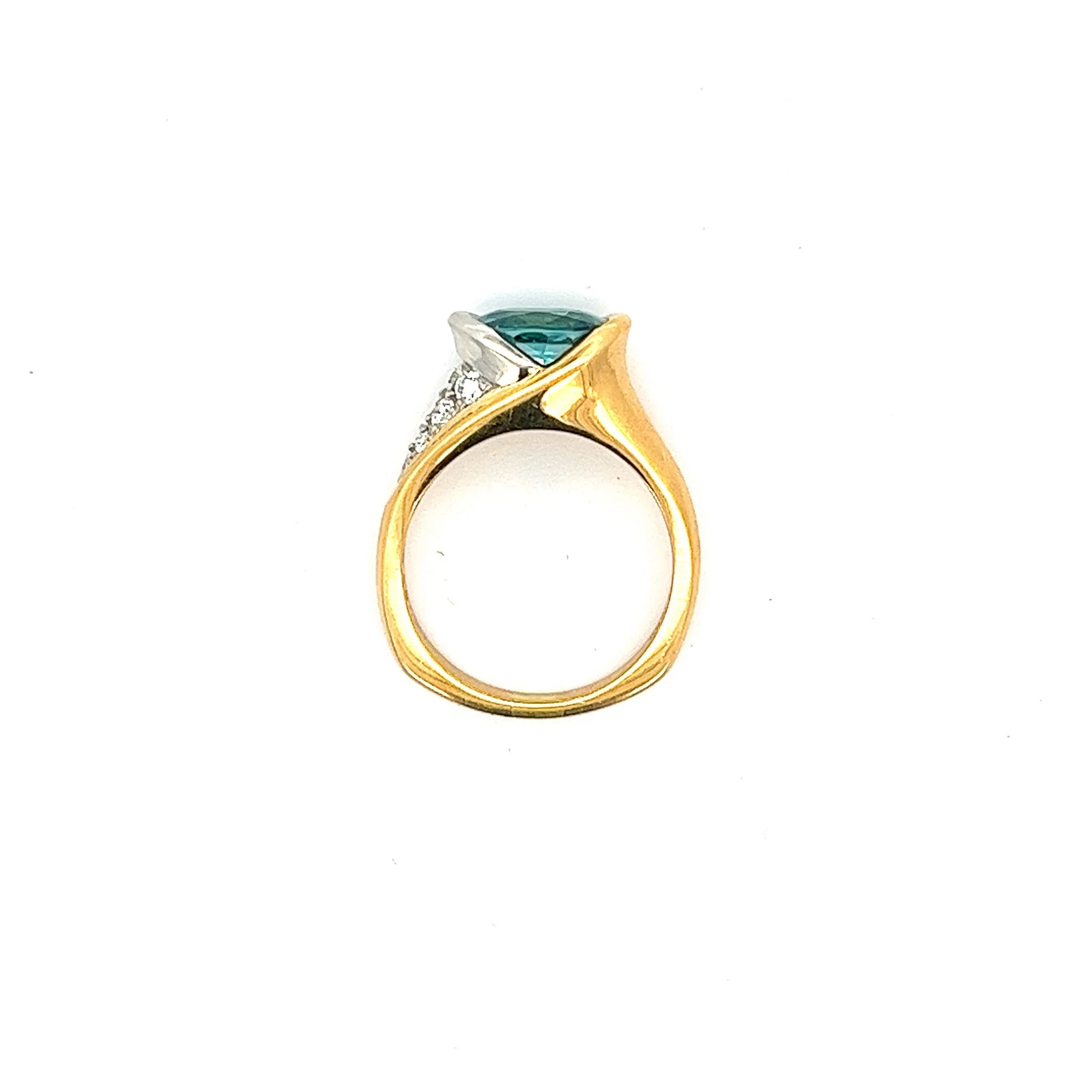 GIA Certified 5.25 Carat Oval Cut Blue Zircon & Diamond Bypass Ring Signed Richard Krementz - Image 8