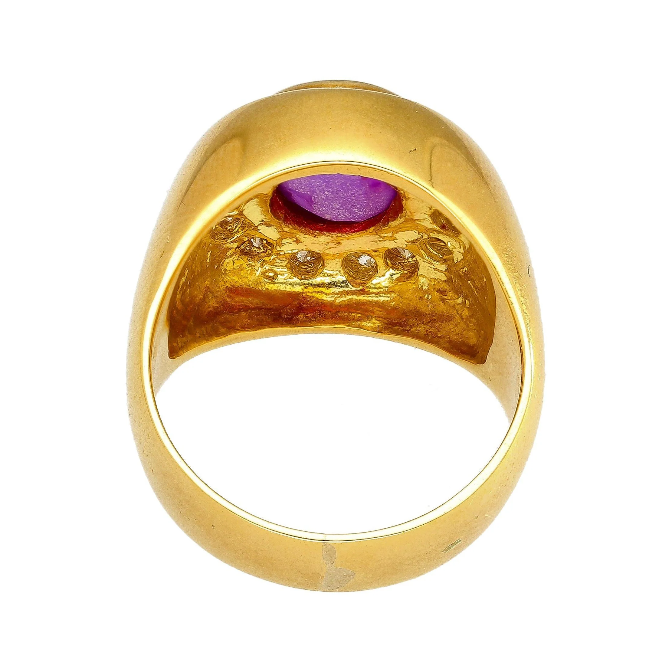 GIA Certified No Heat 3.50 Carat Pink/Purple Star Sapphire and Diamond Dome Ring - Image 6