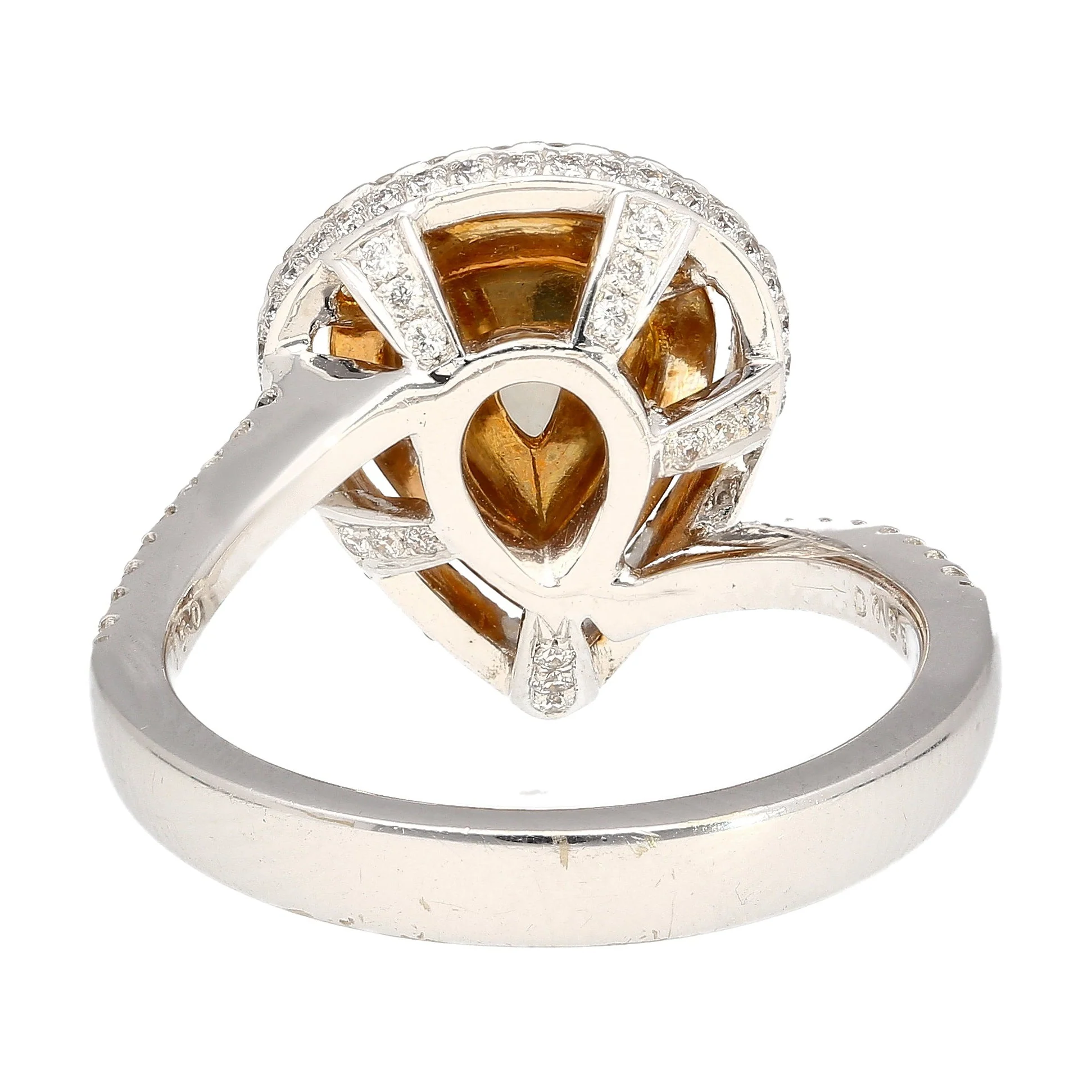 GIA 1.25CT Pear Cut Fancy Green Yellow Diamond 18K Tri-Colored Gold Bypass Ring - Image 7