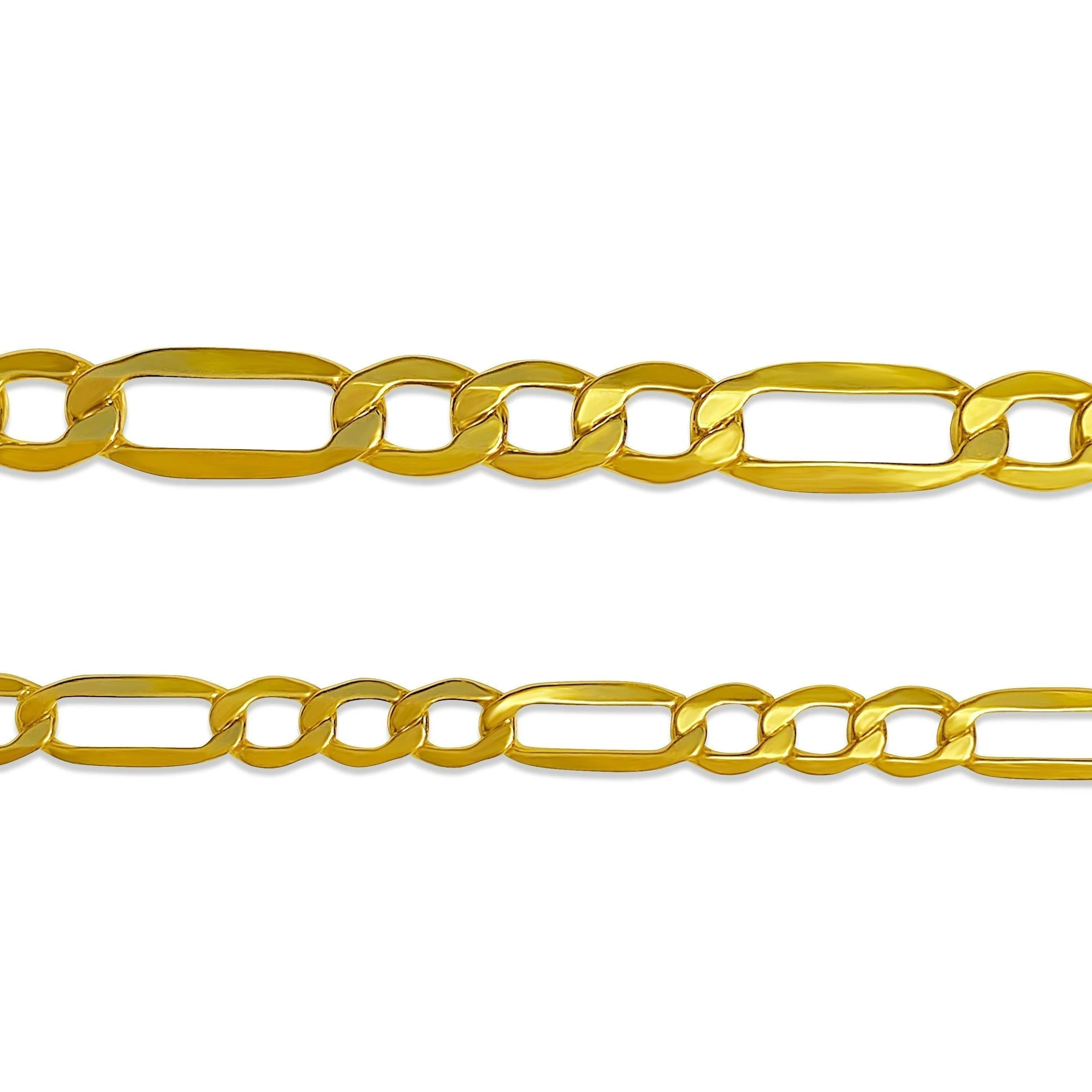 14K Yellow Gold Gold Figaro Chain Men's Necklace 19.5-24 Inches - Image 3