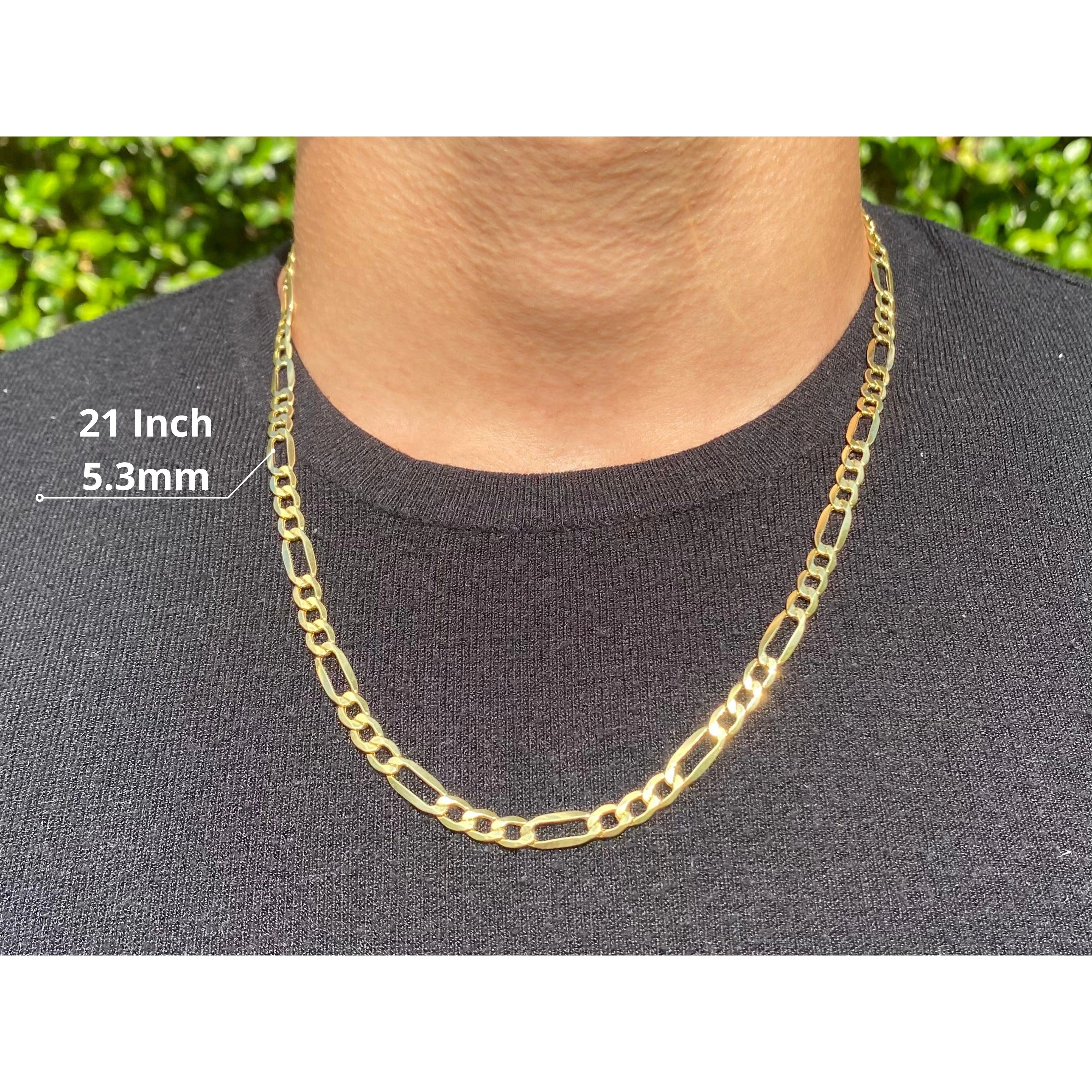 14K Yellow Gold Gold Figaro Chain Men's Necklace 19.5-24 Inches - Image 4
