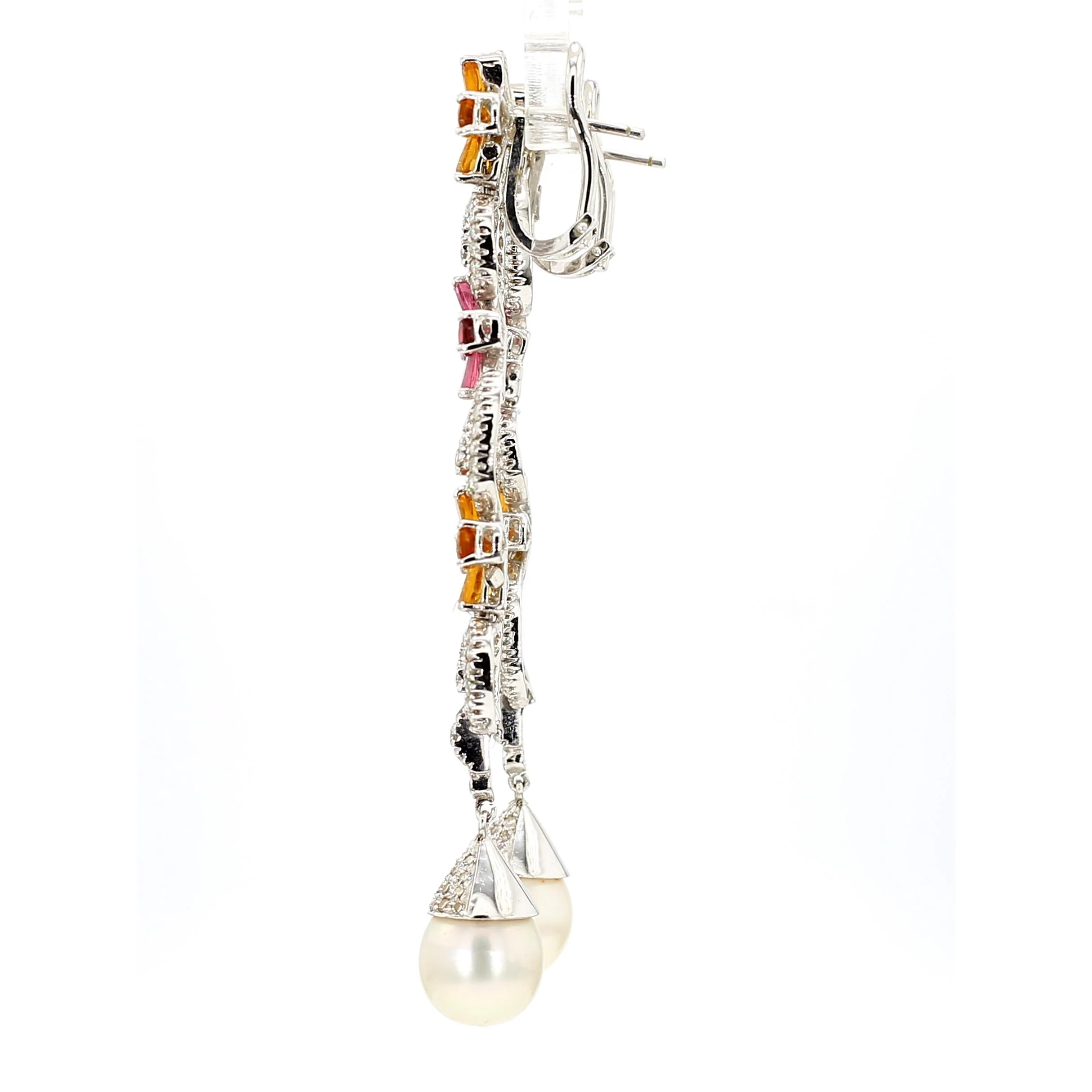 Greek 12 Carat Diamond South Sea Pearl Tourmaline Citrine Earring Necklace Set - Image 6