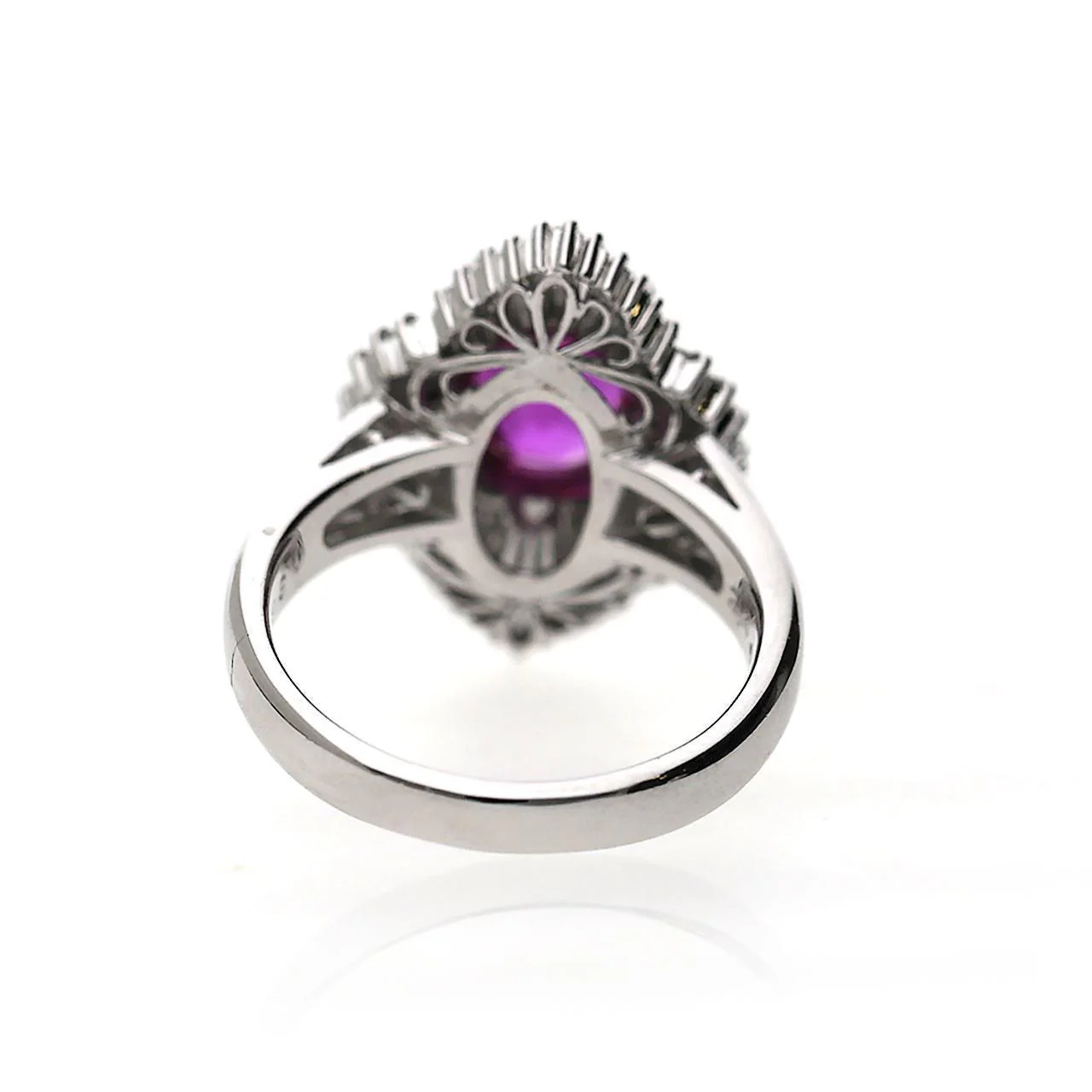 GRS 2.44 Carat Burma Vivid Pink Sapphire & Diamond Platinum Ballerina Ring - Image 6