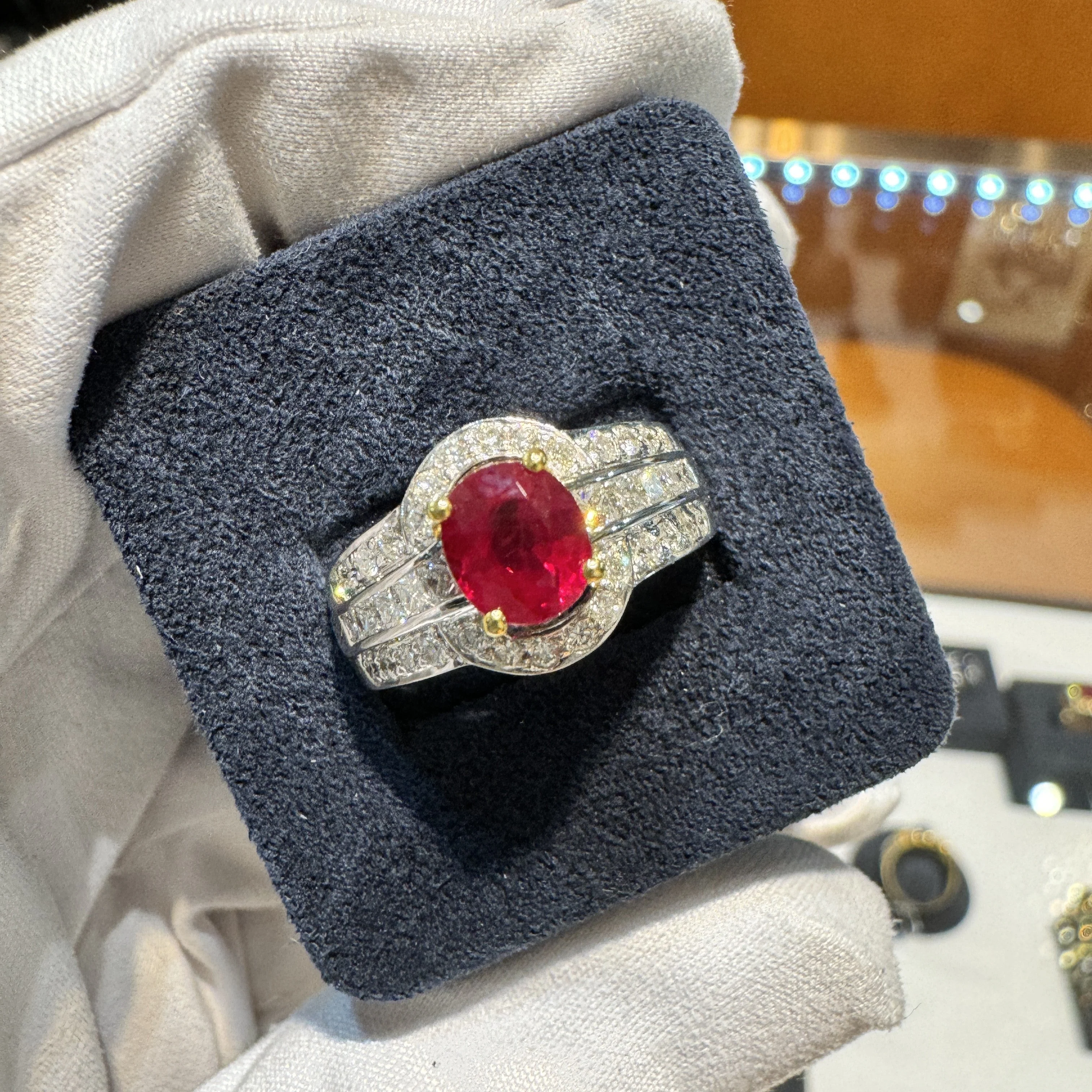 GRS Certified 1.37 Carat Burma Pigeon Blood Ruby & Diamond Ring in 18K Gold - Image 19