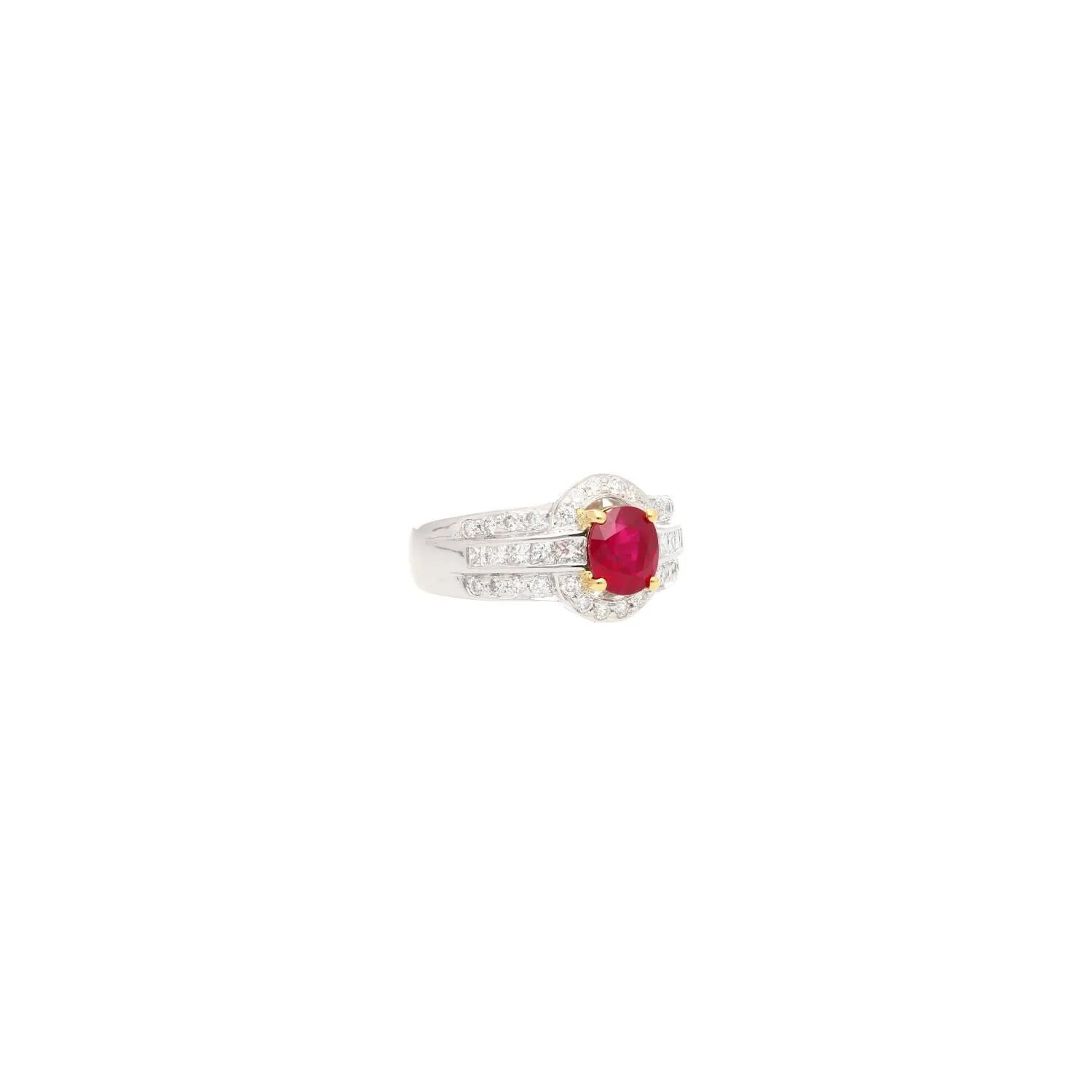 GRS Certified 1.37 Carat Burma Pigeon Blood Ruby & Diamond Ring in 18K Gold - Image 5