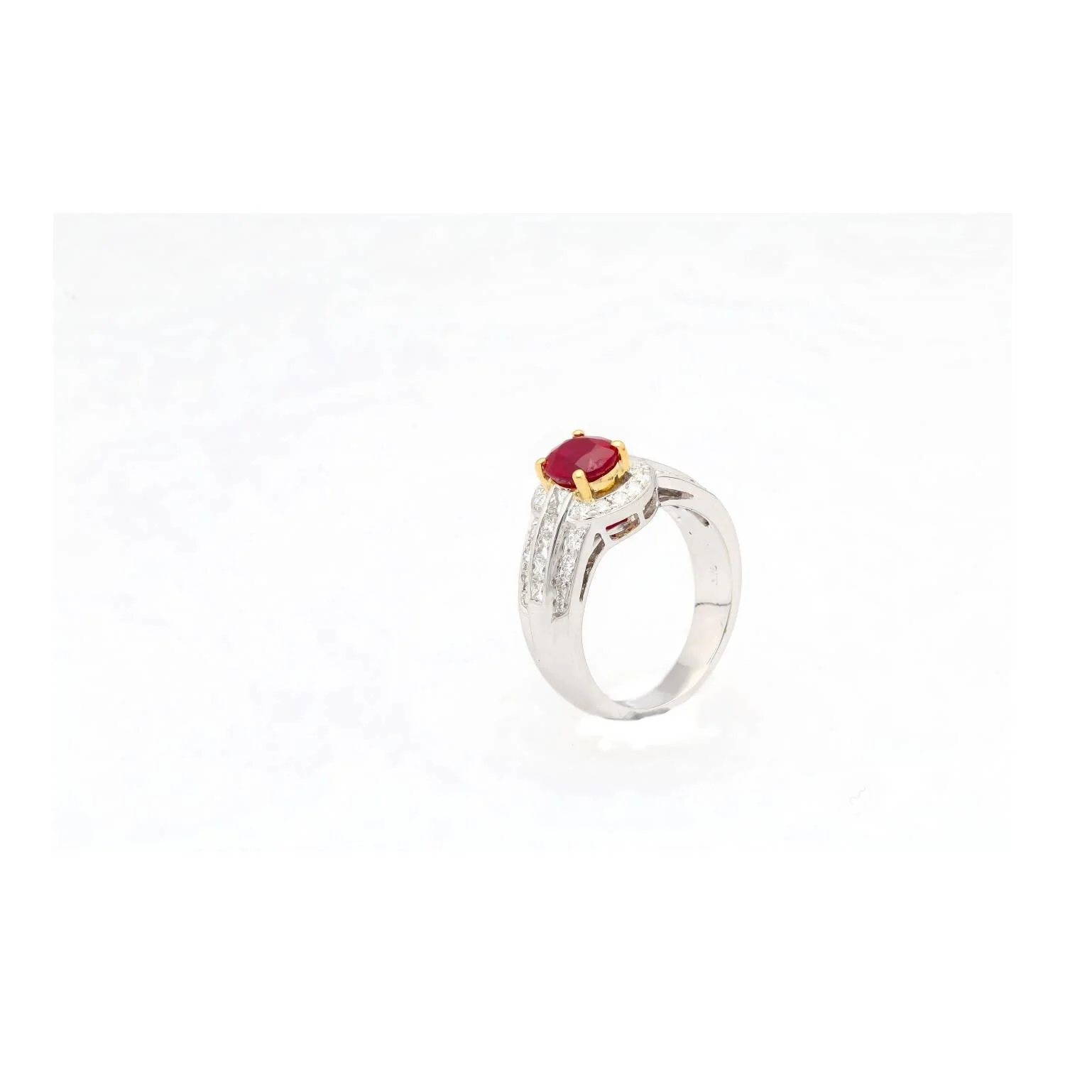 GRS Certified 1.37 Carat Burma Pigeon Blood Ruby & Diamond Ring in 18K Gold - Image 6