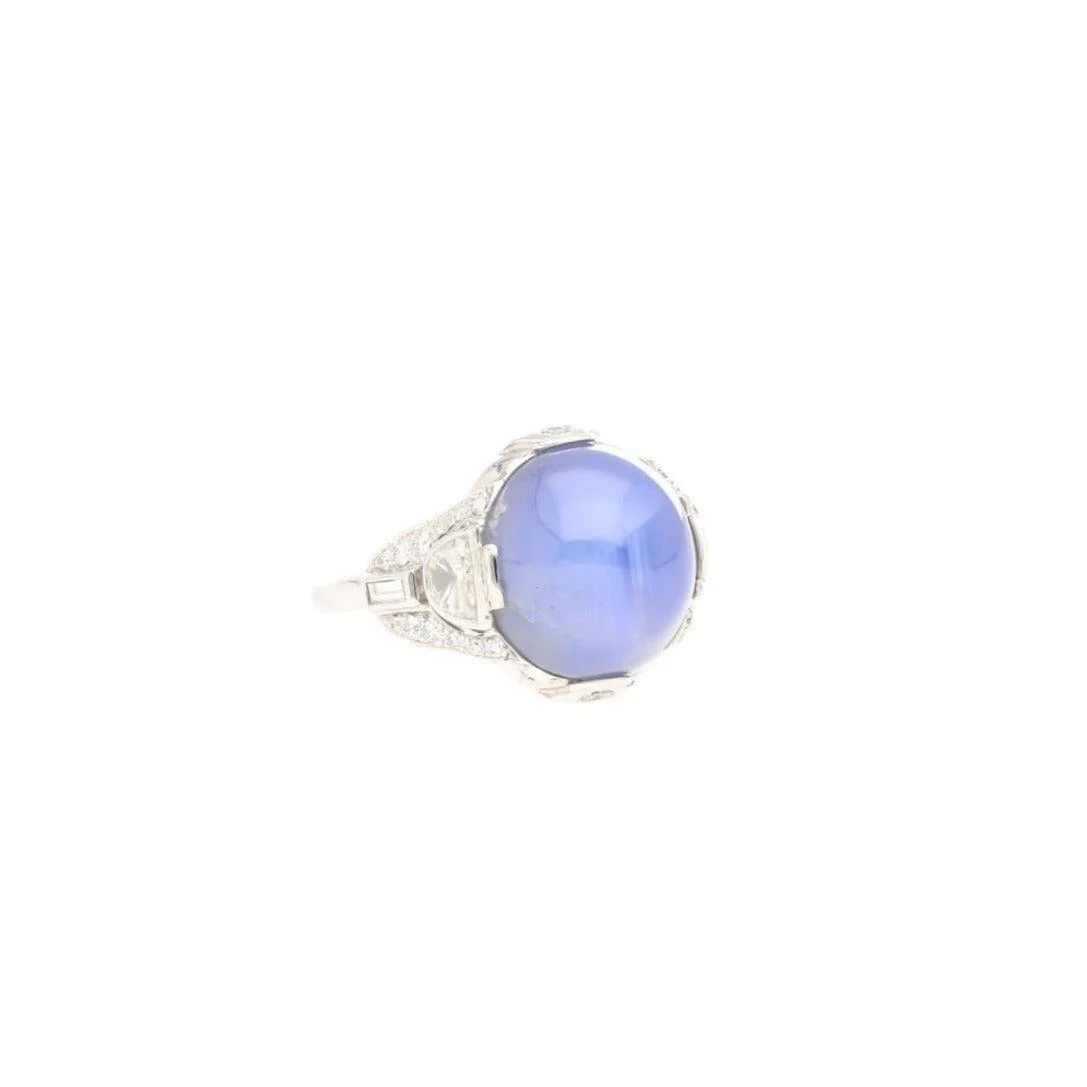 GRS Certified 18.29 Carat No Heat Sri Lanka Pastel Blue Star Sapphire Ring - Image 2