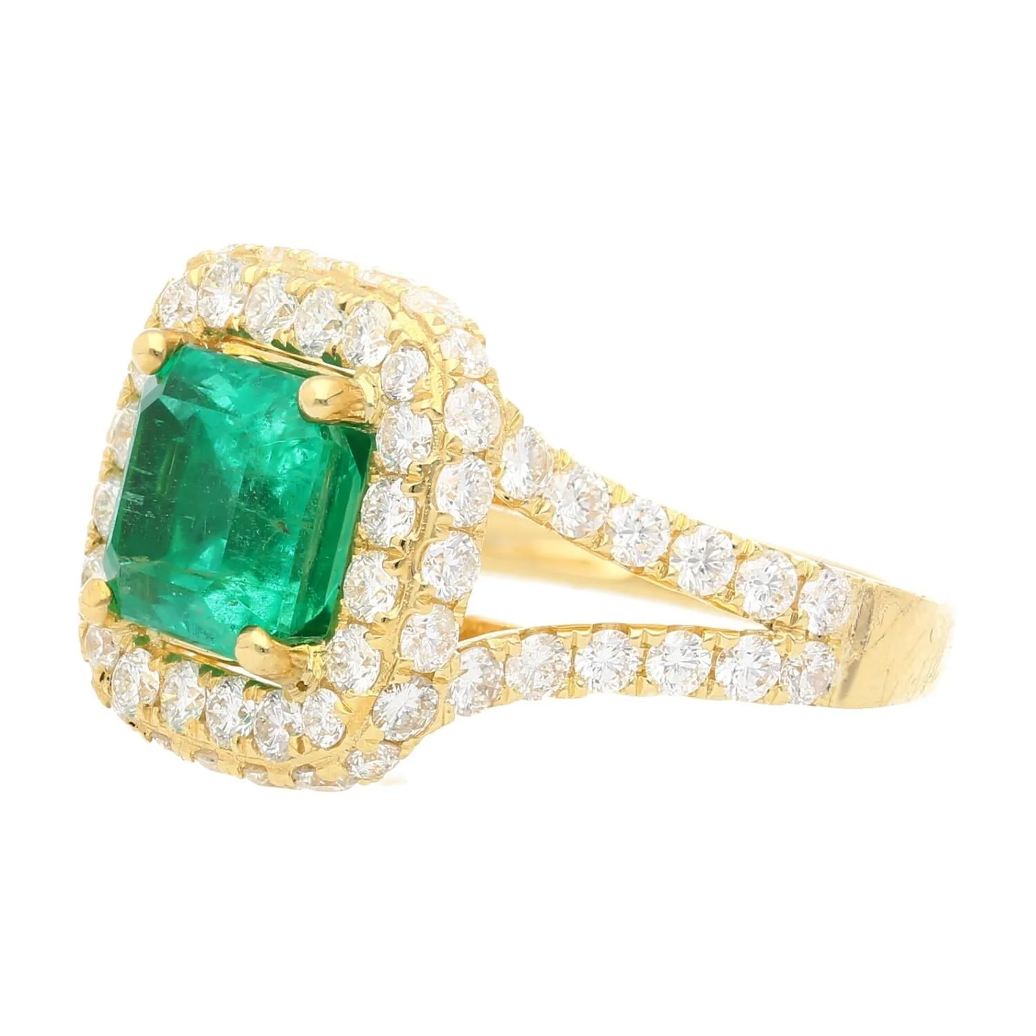 GRS Certified 2.66 Carat Minor Oil Colombian Emerald and Diamond Pave Ring - Image 2