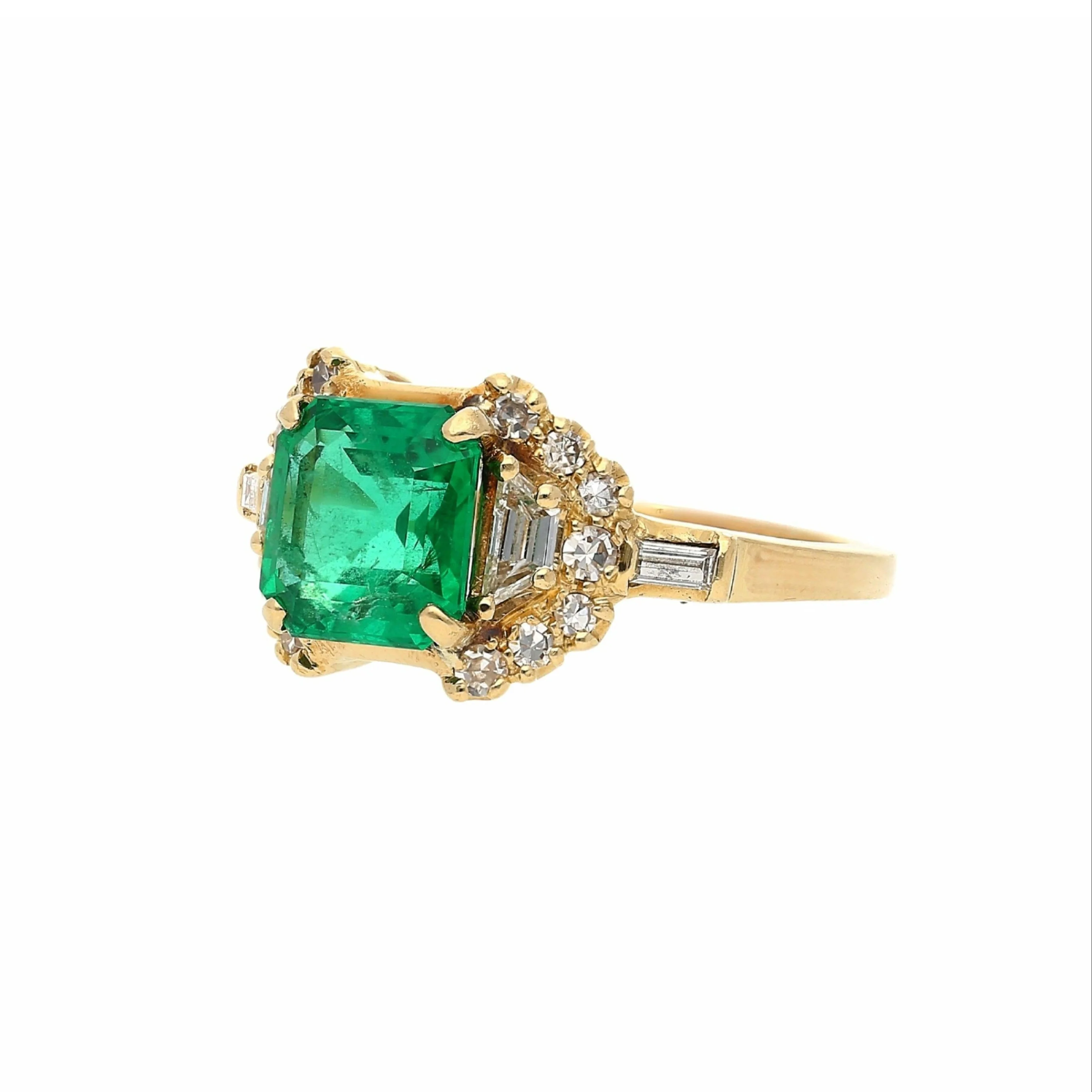 GRS Certified 2.09 Carat Natural Colombian Emerald Set in 18k Solid Gold Ring - Image 2