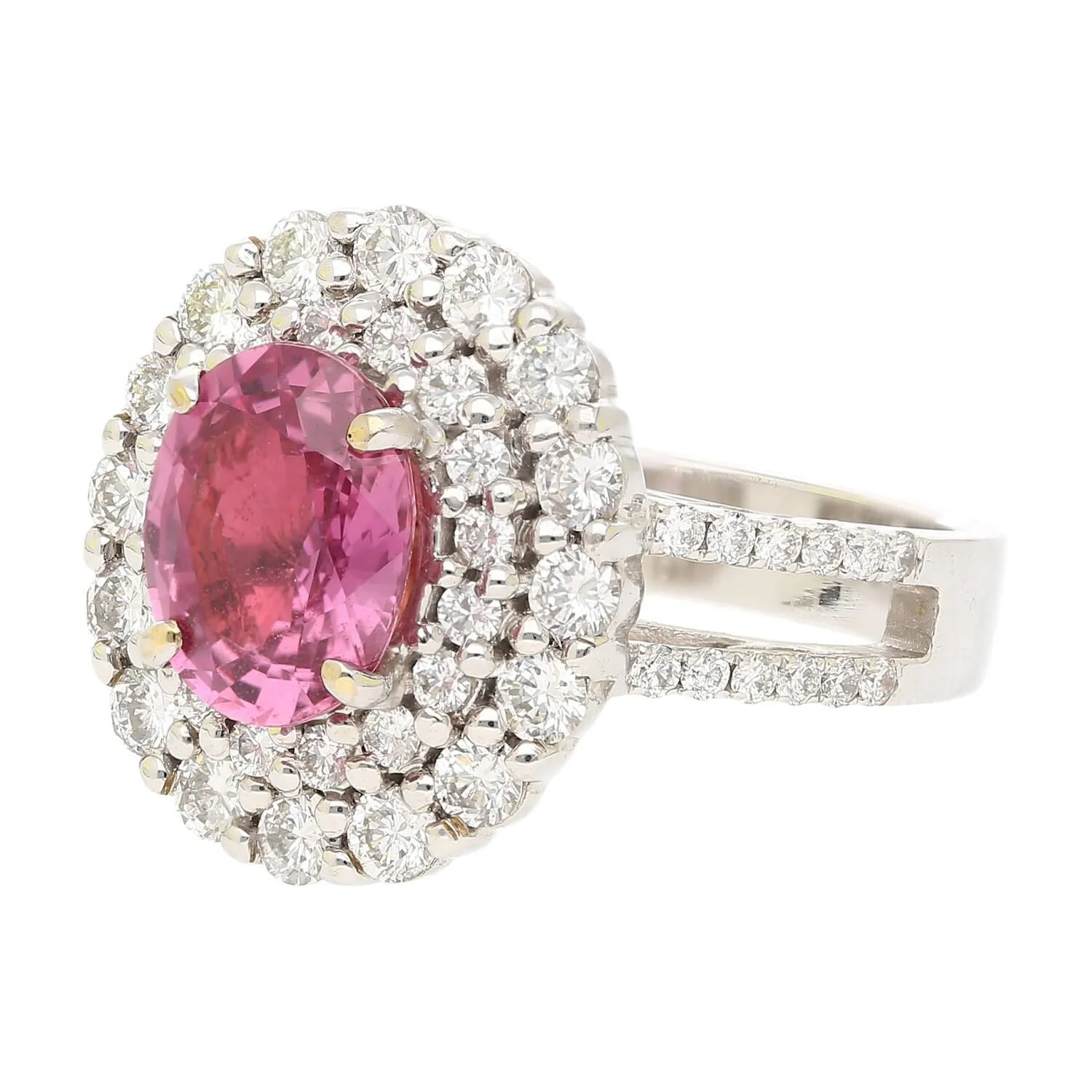 GRS Certified 2.33ct Pink Sapphir Diamond Ring 18KWhite Gold - Image 2