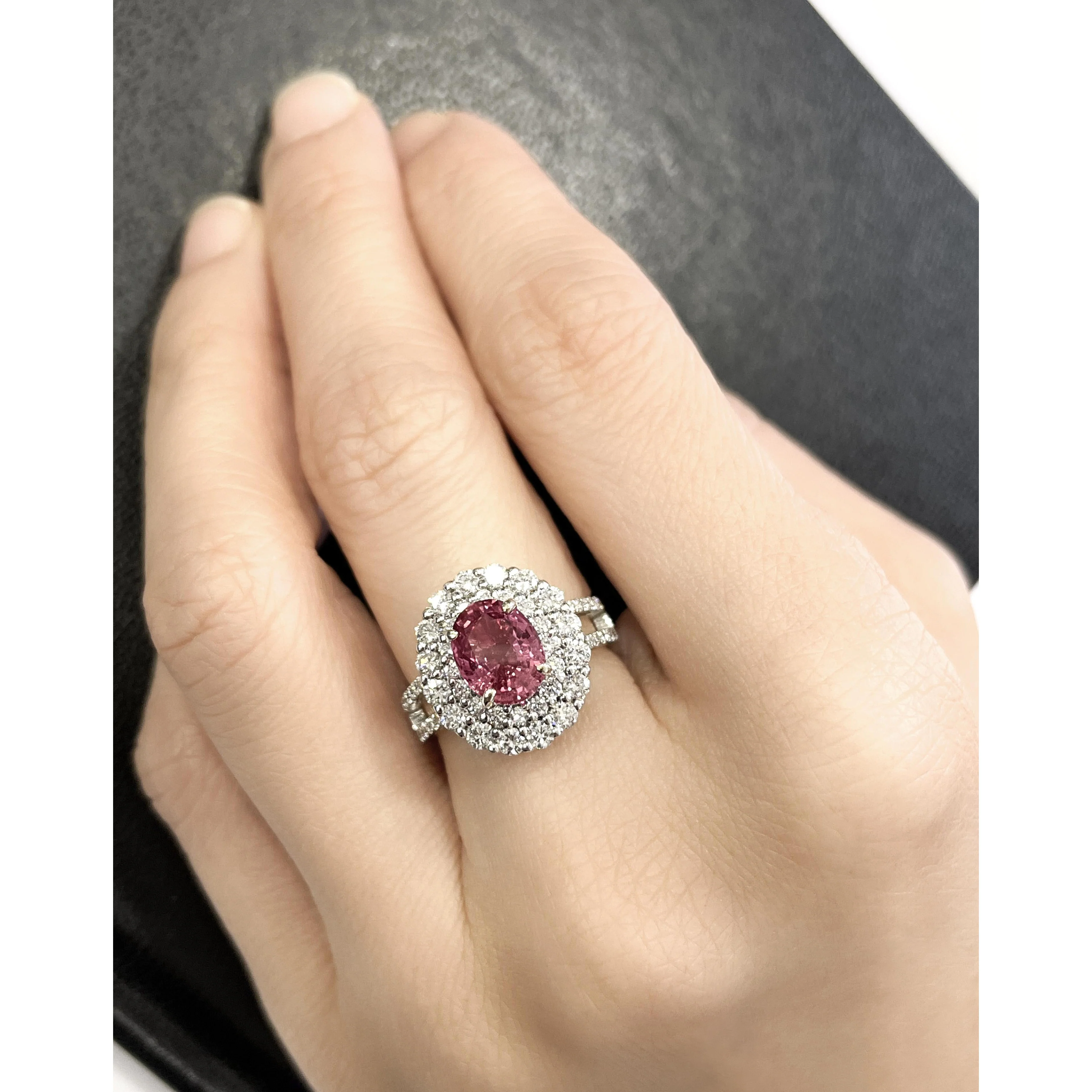GRS Certified 2.33ct Pink Sapphir Diamond Ring 18KWhite Gold - Image 6