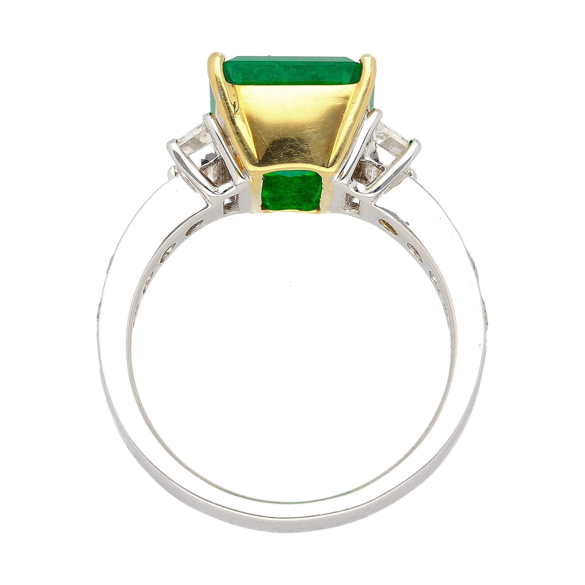 GRS Certified 3.16 Carat Vivid Green Minor Oil Colombia Emerald and Diamond 18K Ring | GRS Appendix. - Image 3