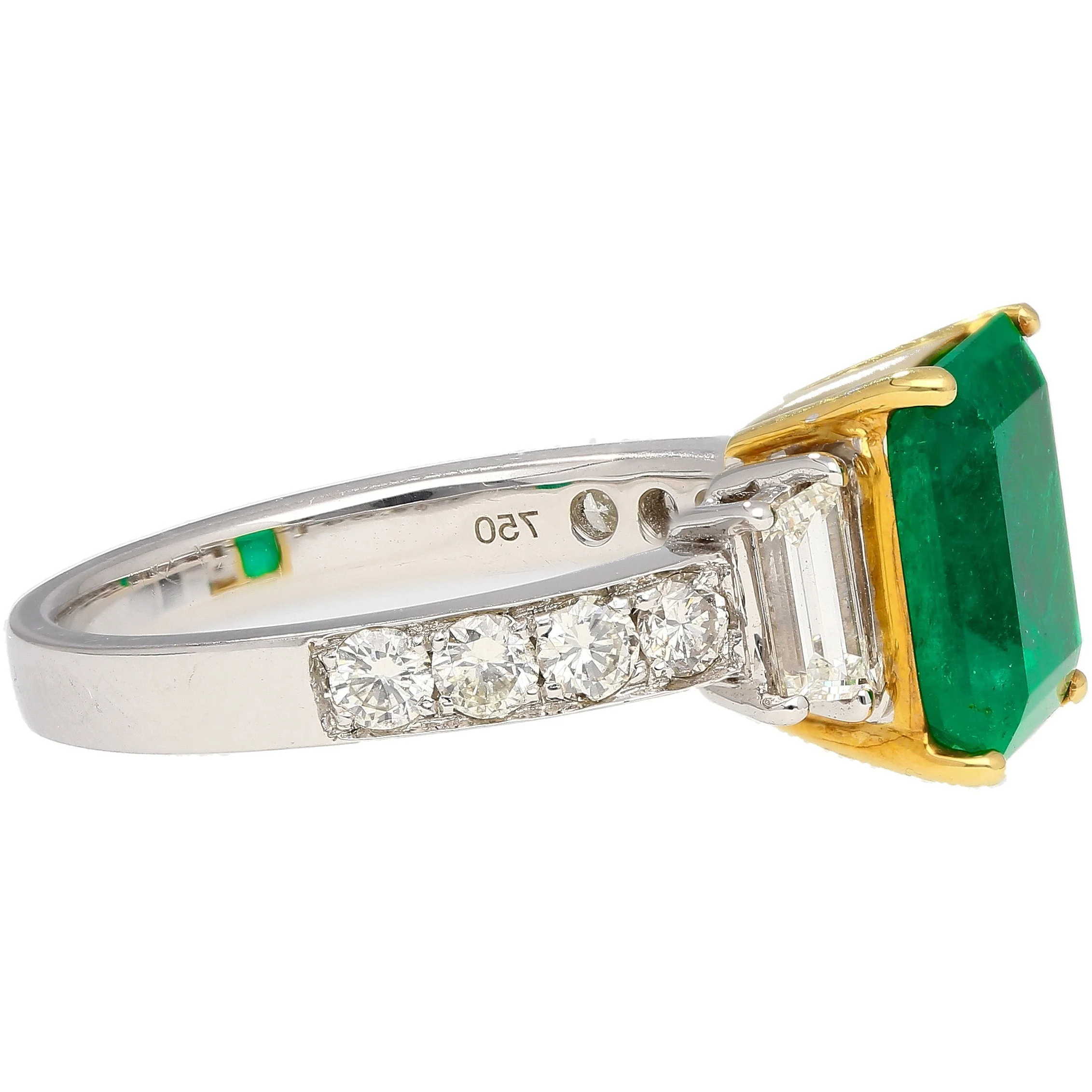 GRS Certified 3.16 Carat Vivid Green Minor Oil Colombia Emerald and Diamond 18K Ring | GRS Appendix. - Image 4