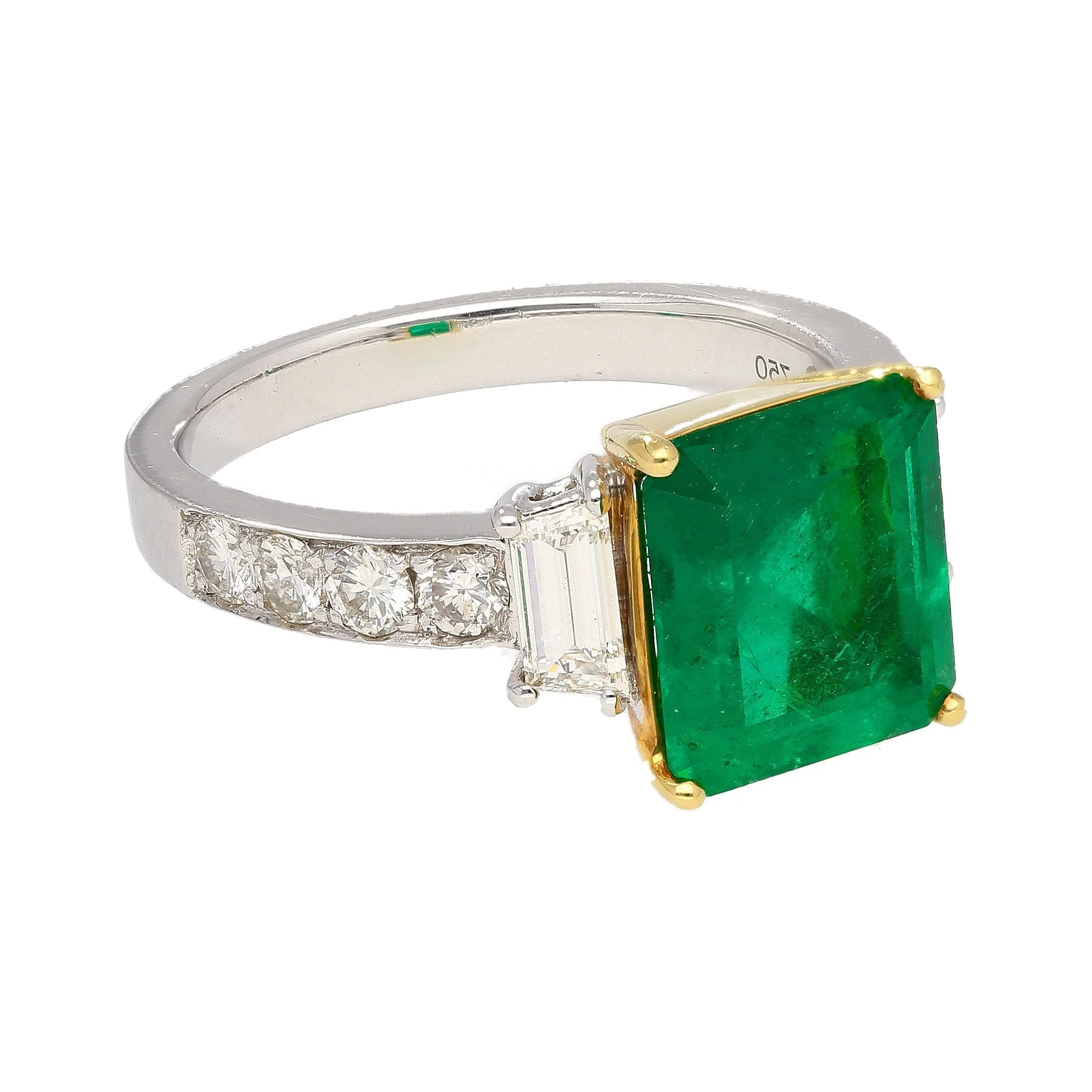 GRS Certified 3.16 Carat Vivid Green Minor Oil Colombia Emerald and Diamond 18K Ring | GRS Appendix. - Image 6