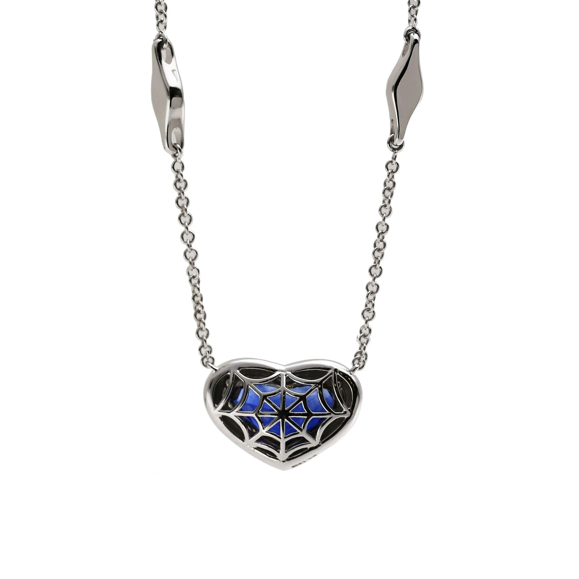 GRS Certified 4.13 Carat Heart Sapphire Diamond 18K White Gold Pendant Necklace - Image 2
