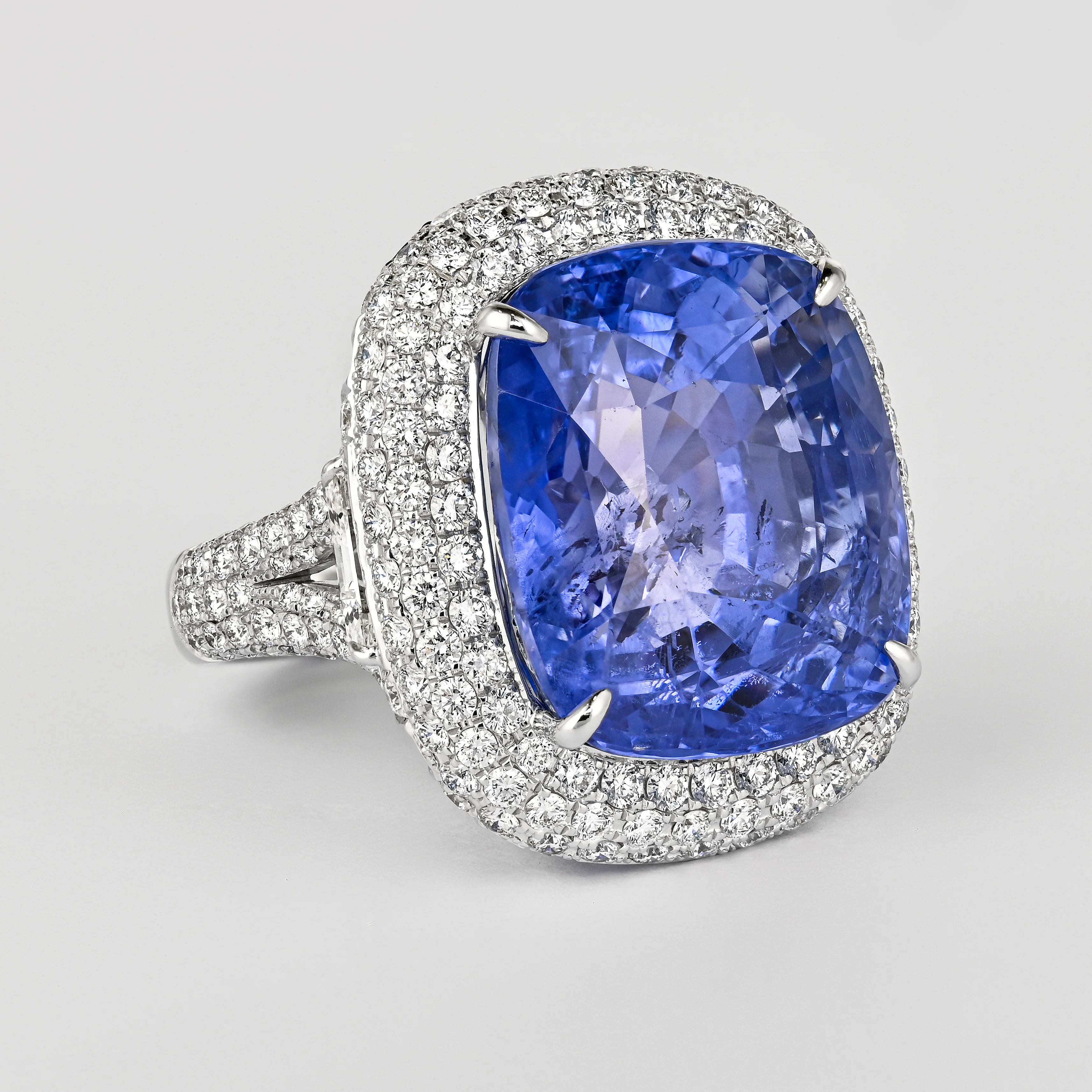 GRS Certified 50.11 Carat Cushion No Heat Sri Lanka Blue Sapphire Ring - Image 2