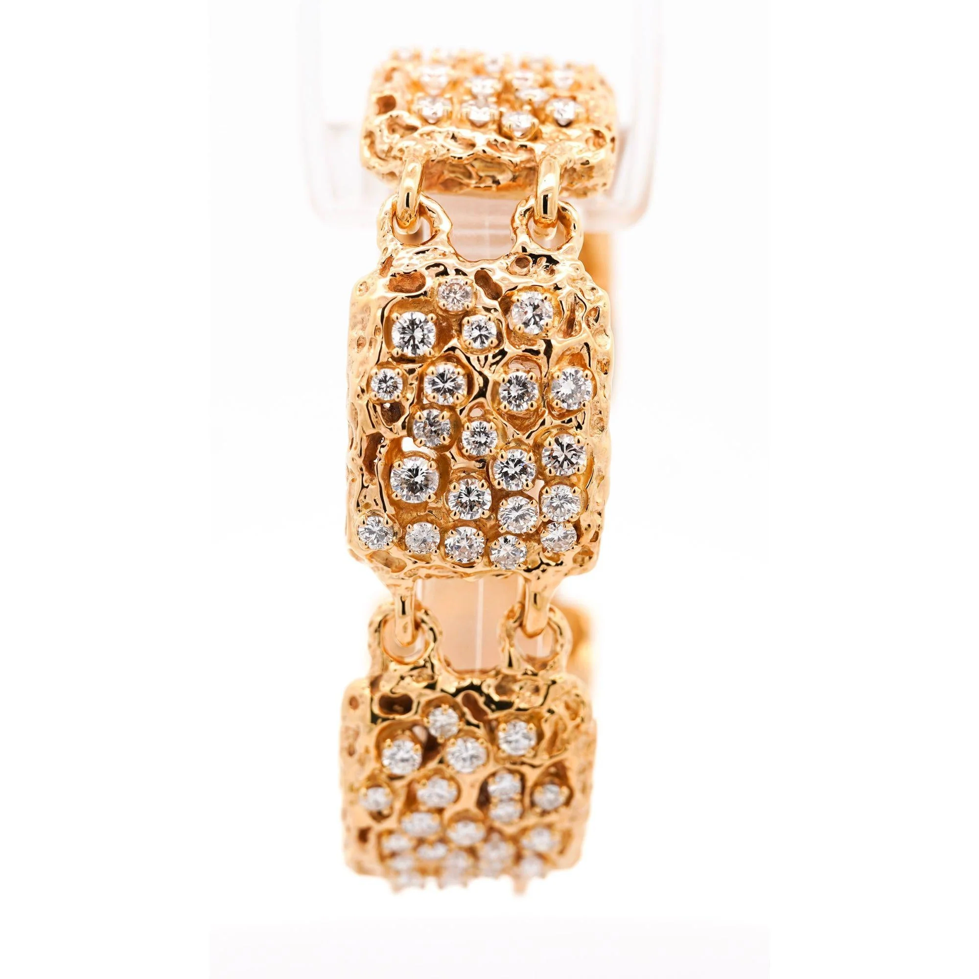 Heavy Vintage Diamond 5-Link 14K Gold Nugget Bracelet - Image 7