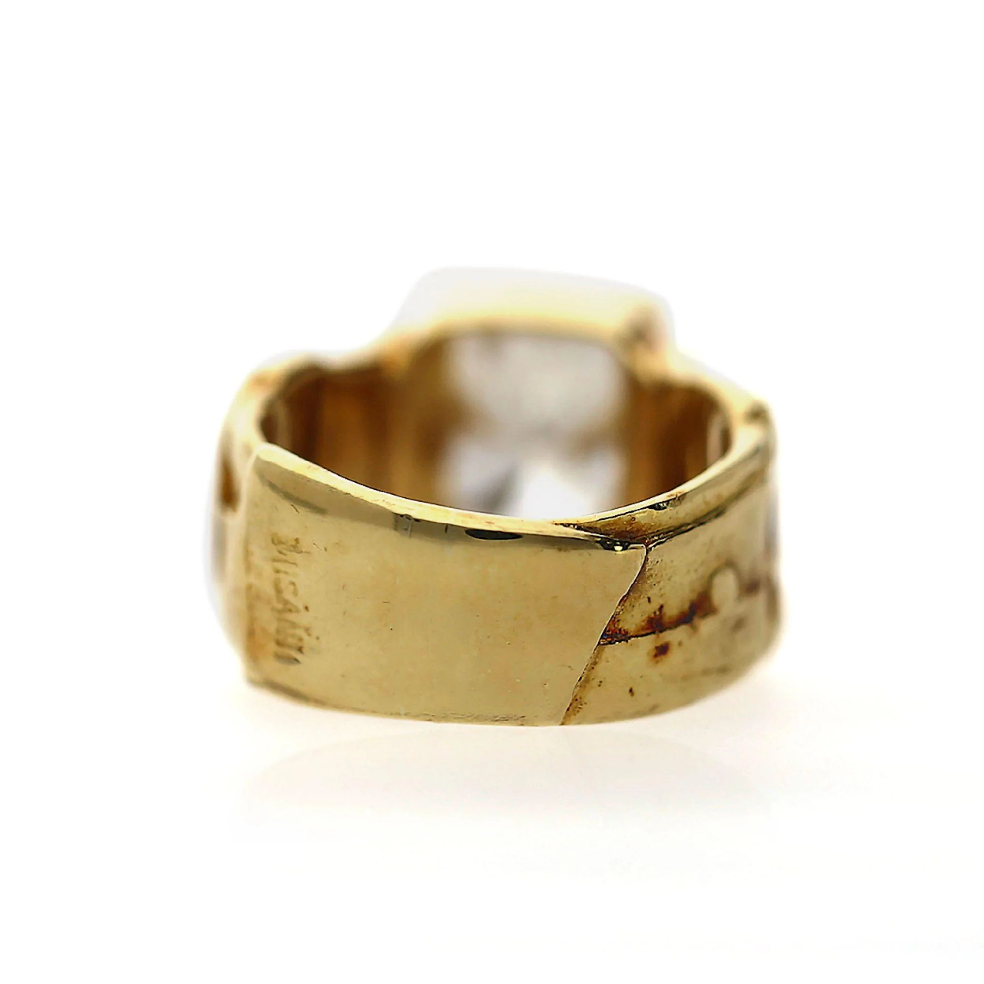 IGI 4.22 Carat Lab Cushion Diamond Misani 18K Gold Bark Texture Ring - Image 3