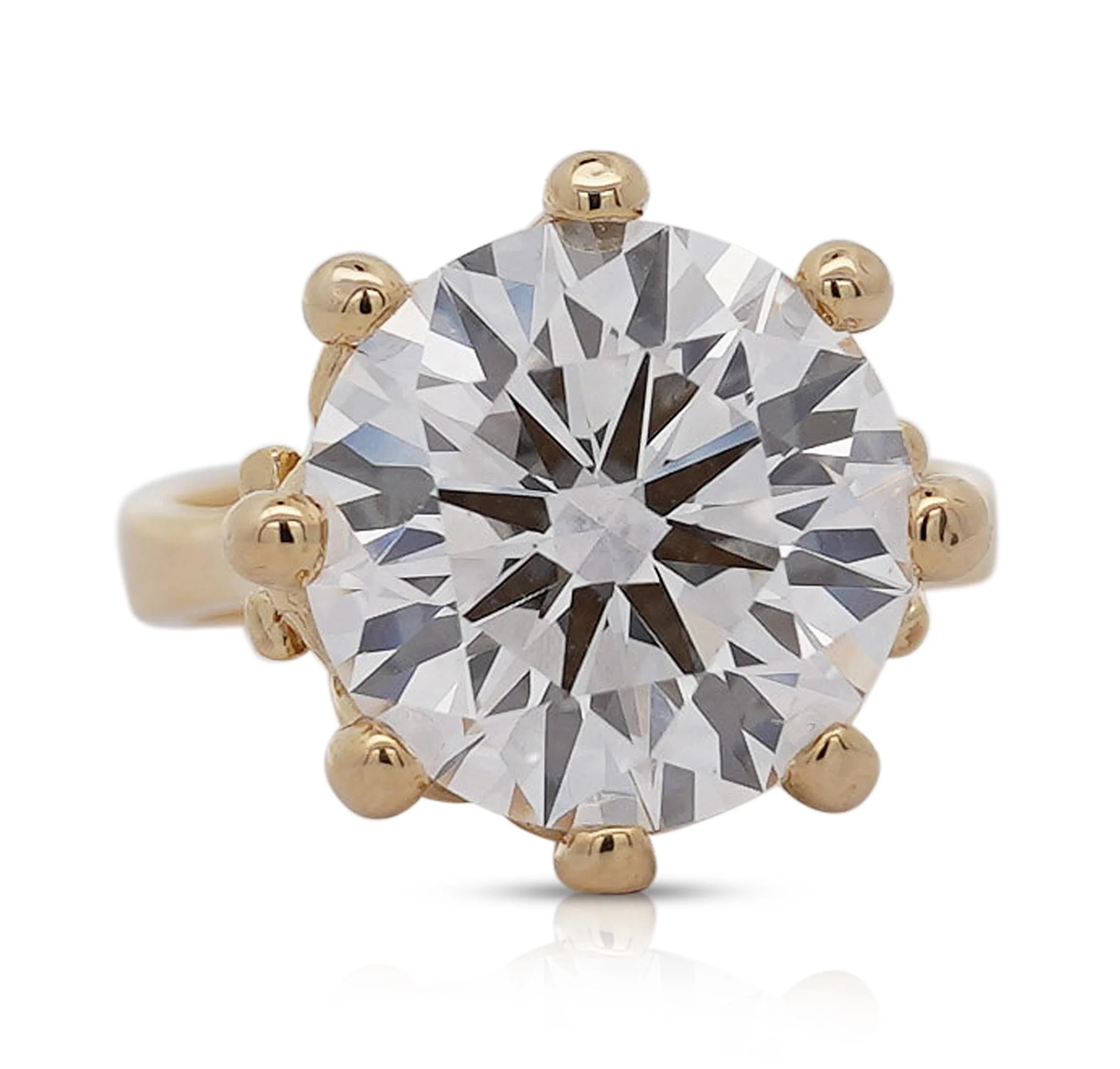 IGI Certified 8.23 Carat Lab Grown Diamond 14K Gold Crown Style Engagement Ring