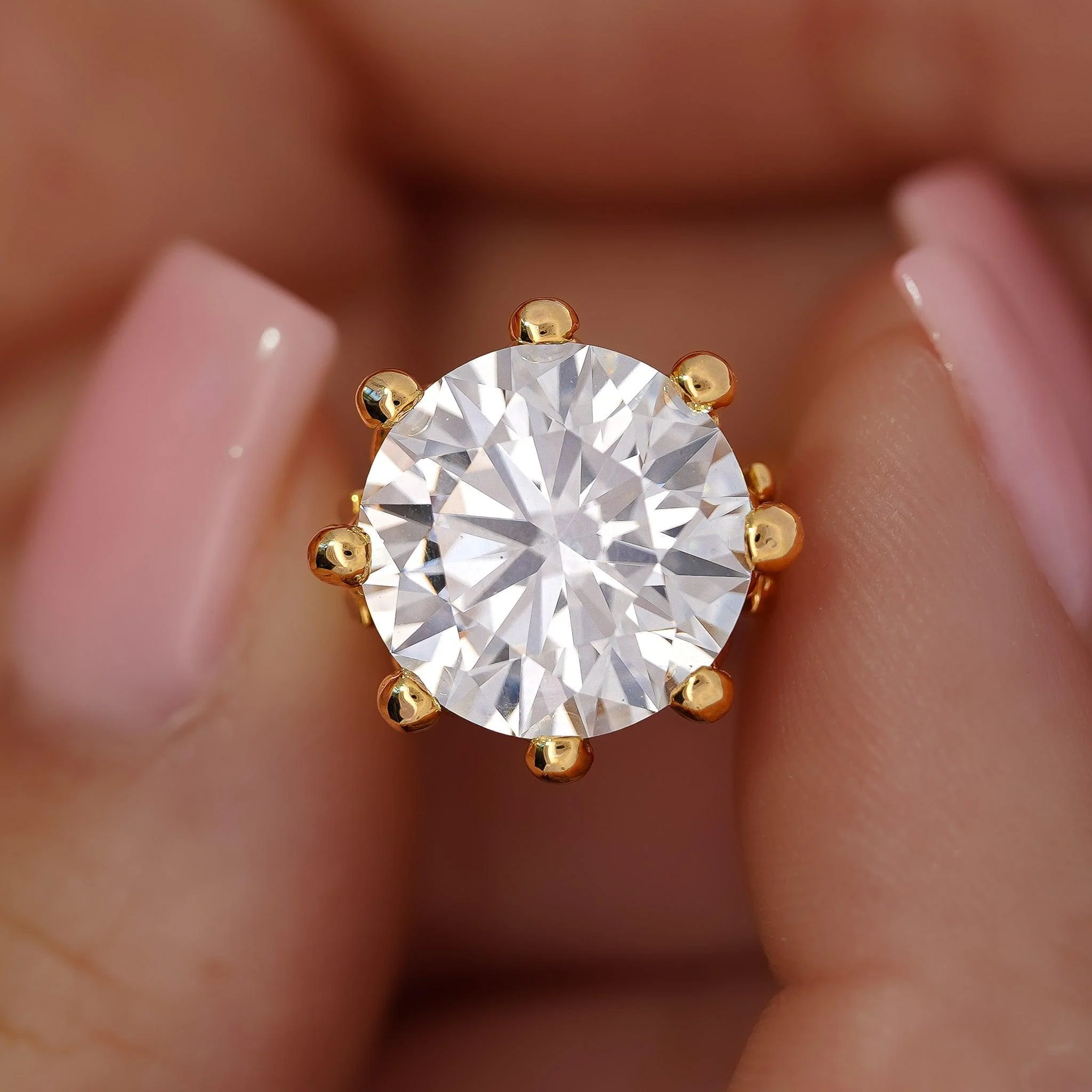 IGI Certified 8.23 Carat Lab Grown Diamond 14K Gold Crown Style Engagement Ring - Image 3