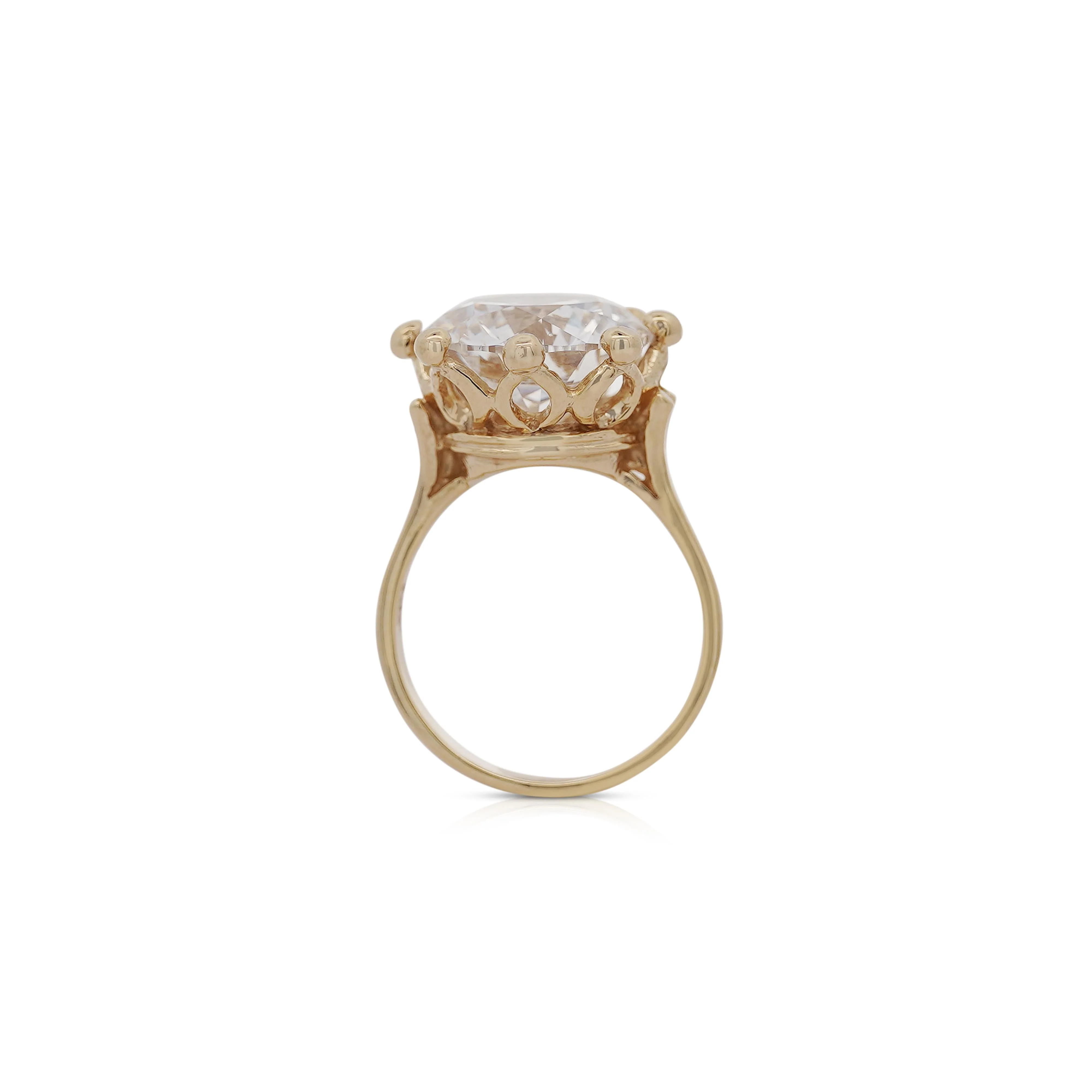 IGI Certified 8.23 Carat Lab Grown Diamond 14K Gold Crown Style Engagement Ring - Image 4