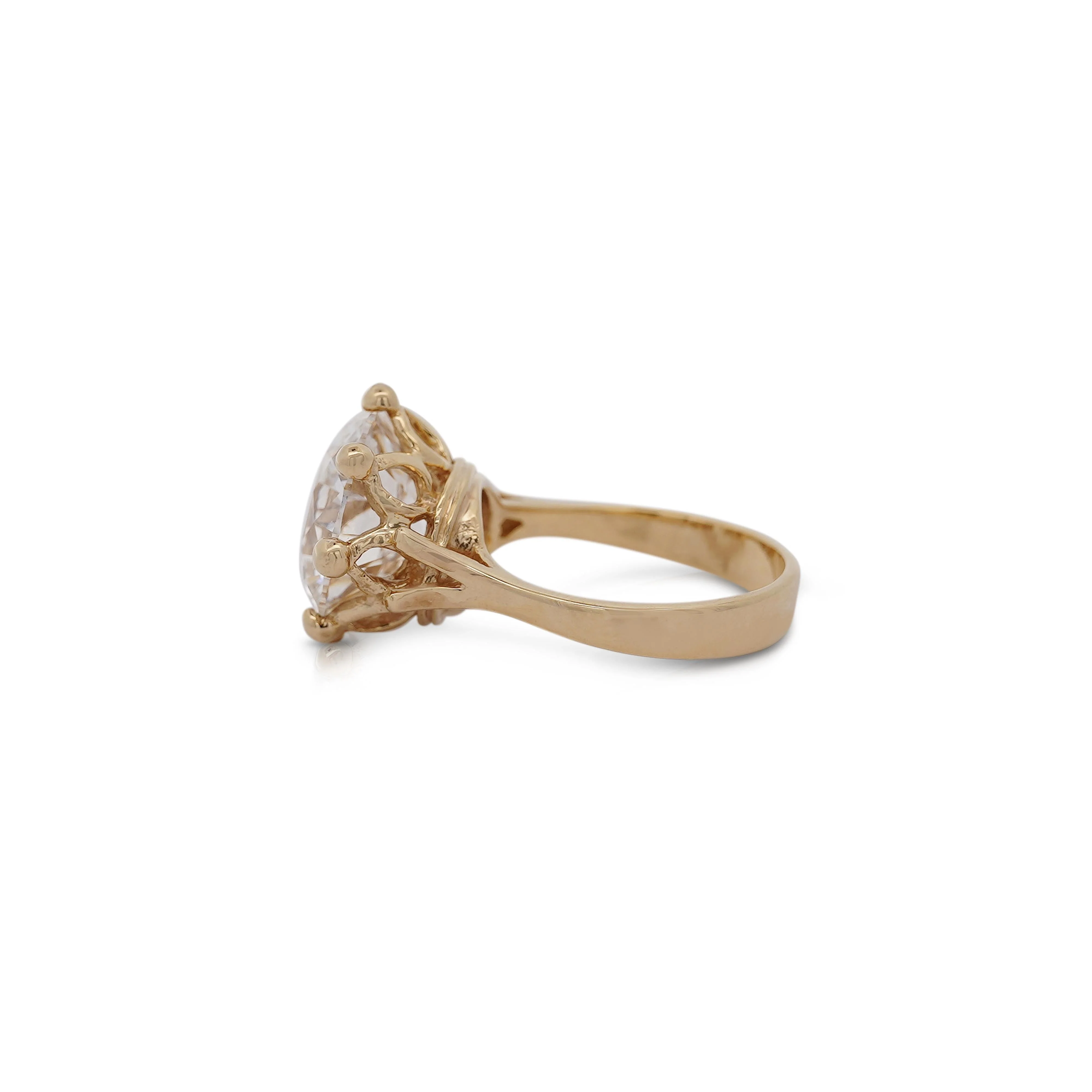 IGI Certified 8.23 Carat Lab Grown Diamond 14K Gold Crown Style Engagement Ring - Image 5
