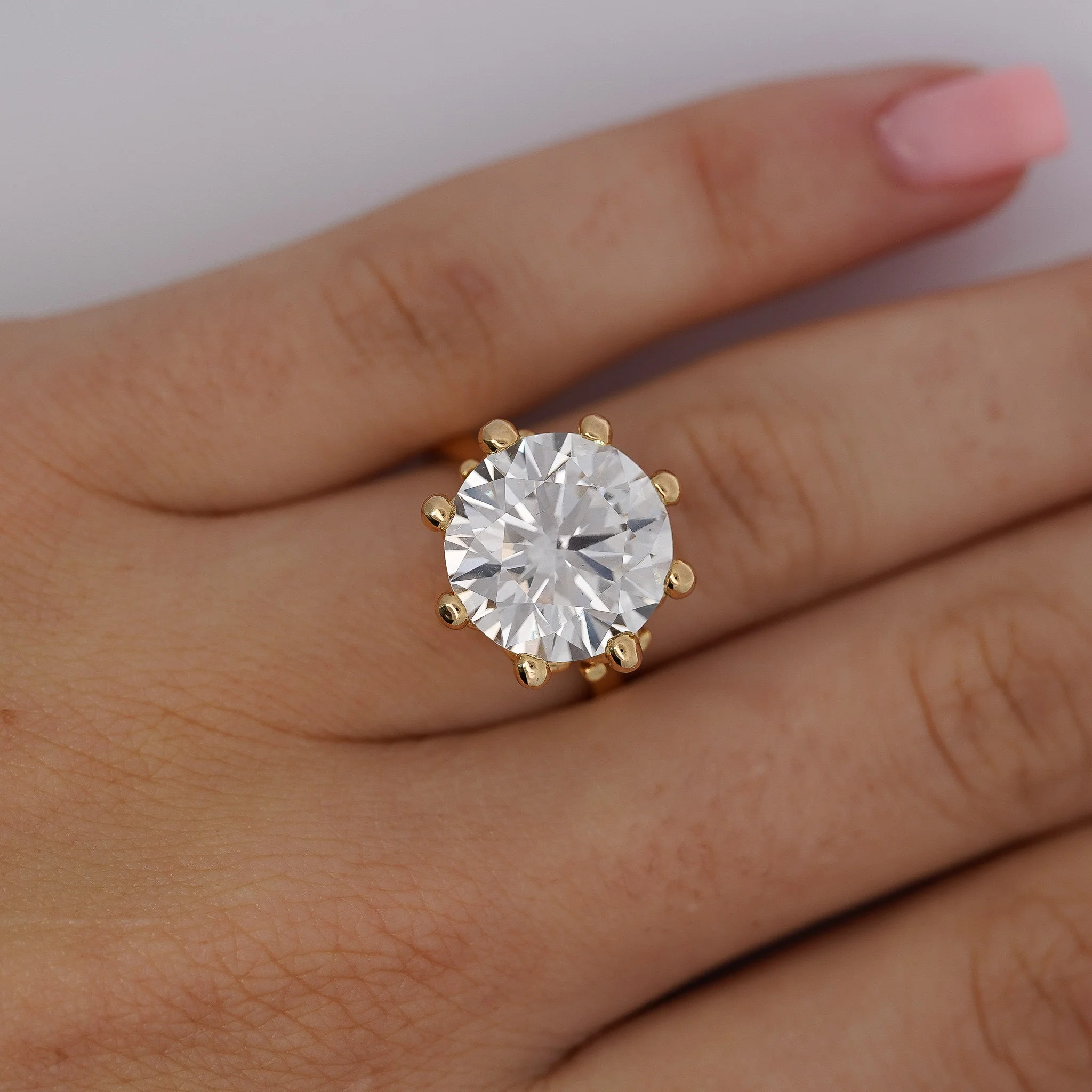 IGI Certified 8.23 Carat Lab Grown Diamond 14K Gold Crown Style Engagement Ring - Image 7