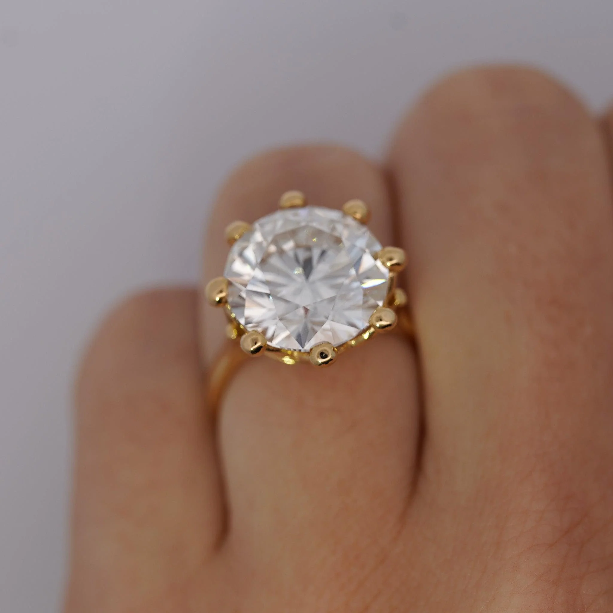 IGI Certified 8.23 Carat Lab Grown Diamond 14K Gold Crown Style Engagement Ring - Image 8