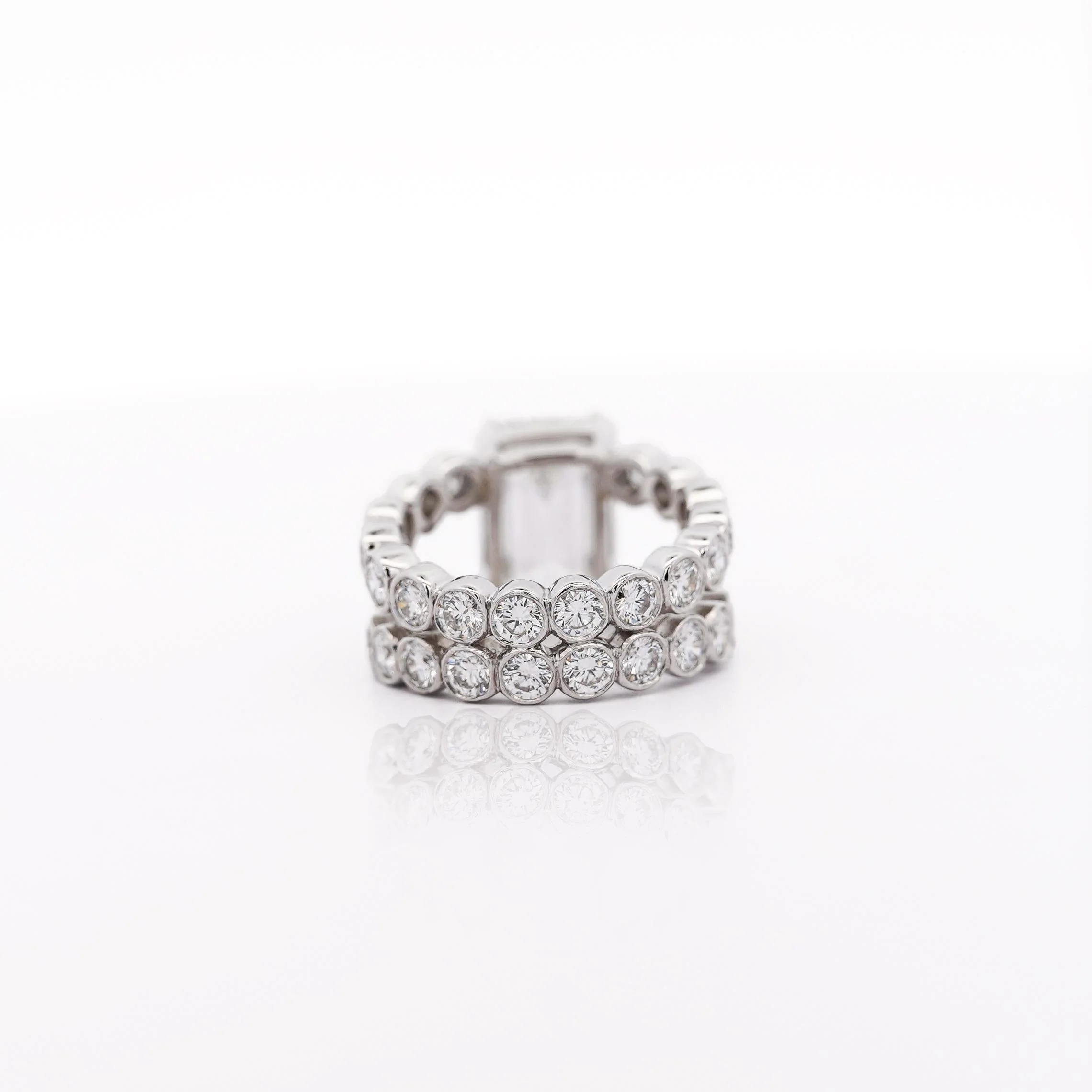 IGI Cert. 10.05 Carat Emerald Cut Lab Grown Diamond Platinum Split Open Ring - Image 8
