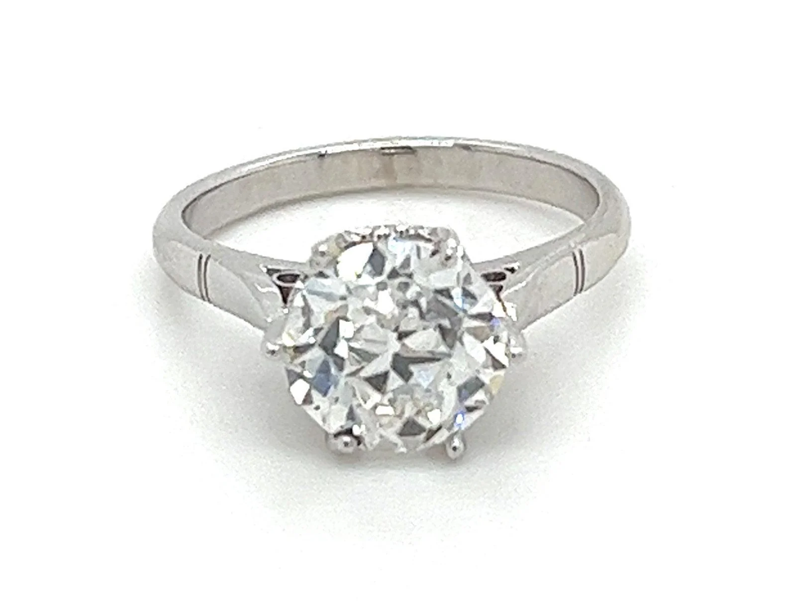 IGI Cert. 2.08 Carat Lab Grown Old European Cut Diamond Vintage 6-Prong Engagement Ring