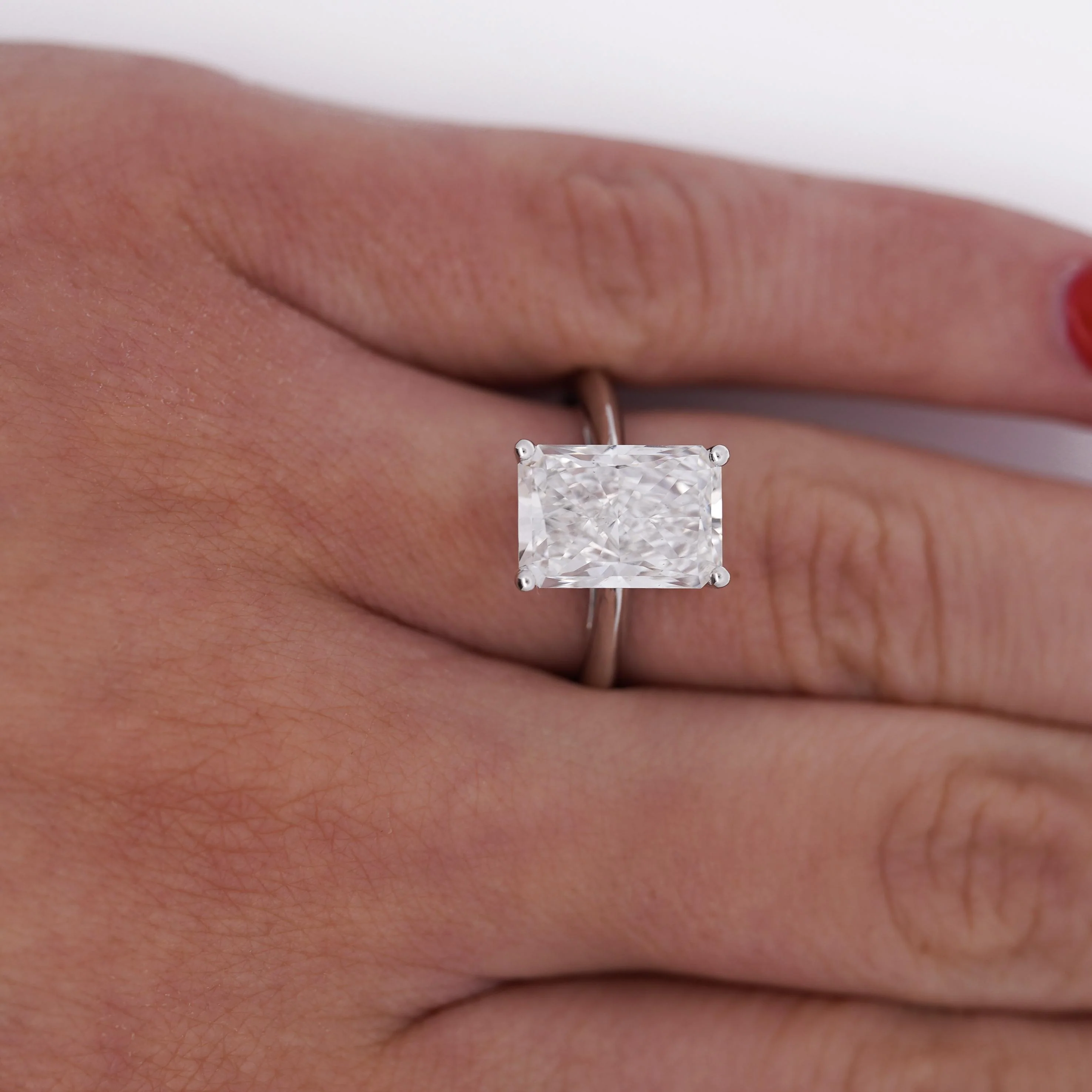 IGI Cert 4.58 Carat Elongated Radiant Cut Lab Diamond 14KW Gold Engagement Ring - Image 4