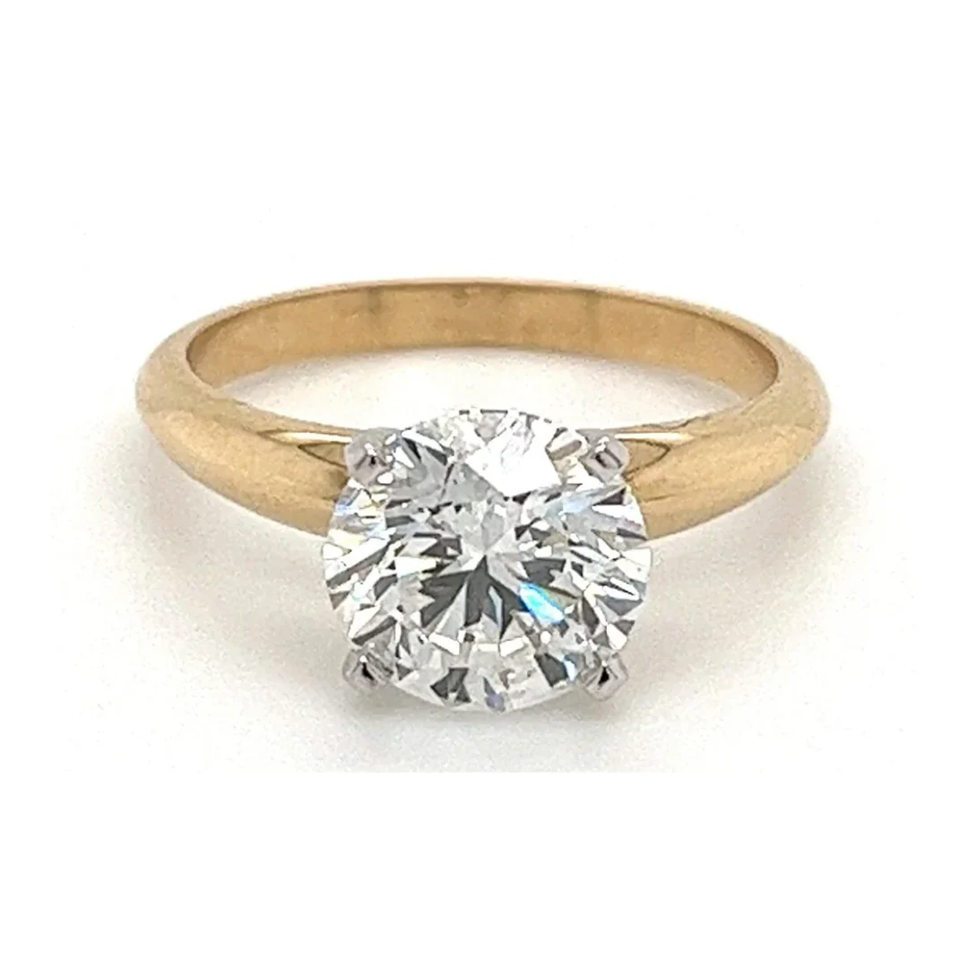 IGI Certified 2.19 H/VS1 Round Cut Lab Grown Diamond 2-Tone Solitaire Ring