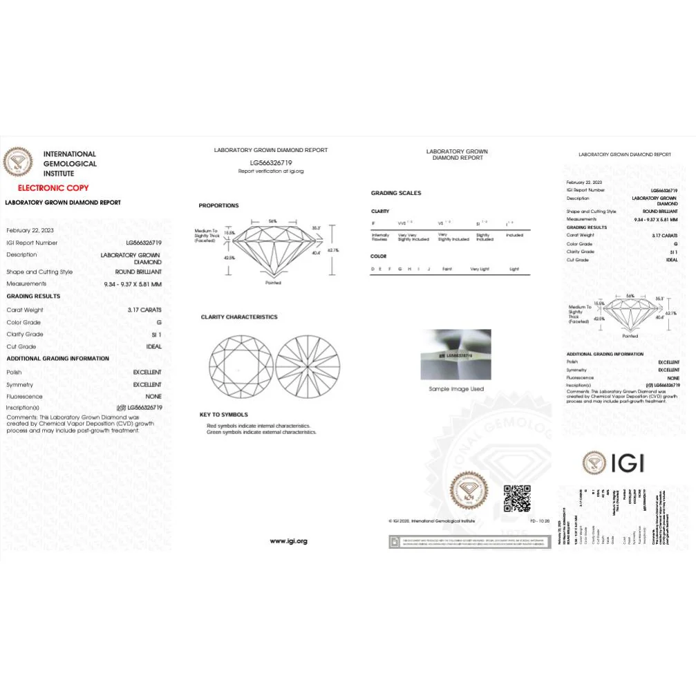 IGI Certified 3.17 Carat 3 Stone Lab Grown Diamond Bezel Engagement Ring - Image 7