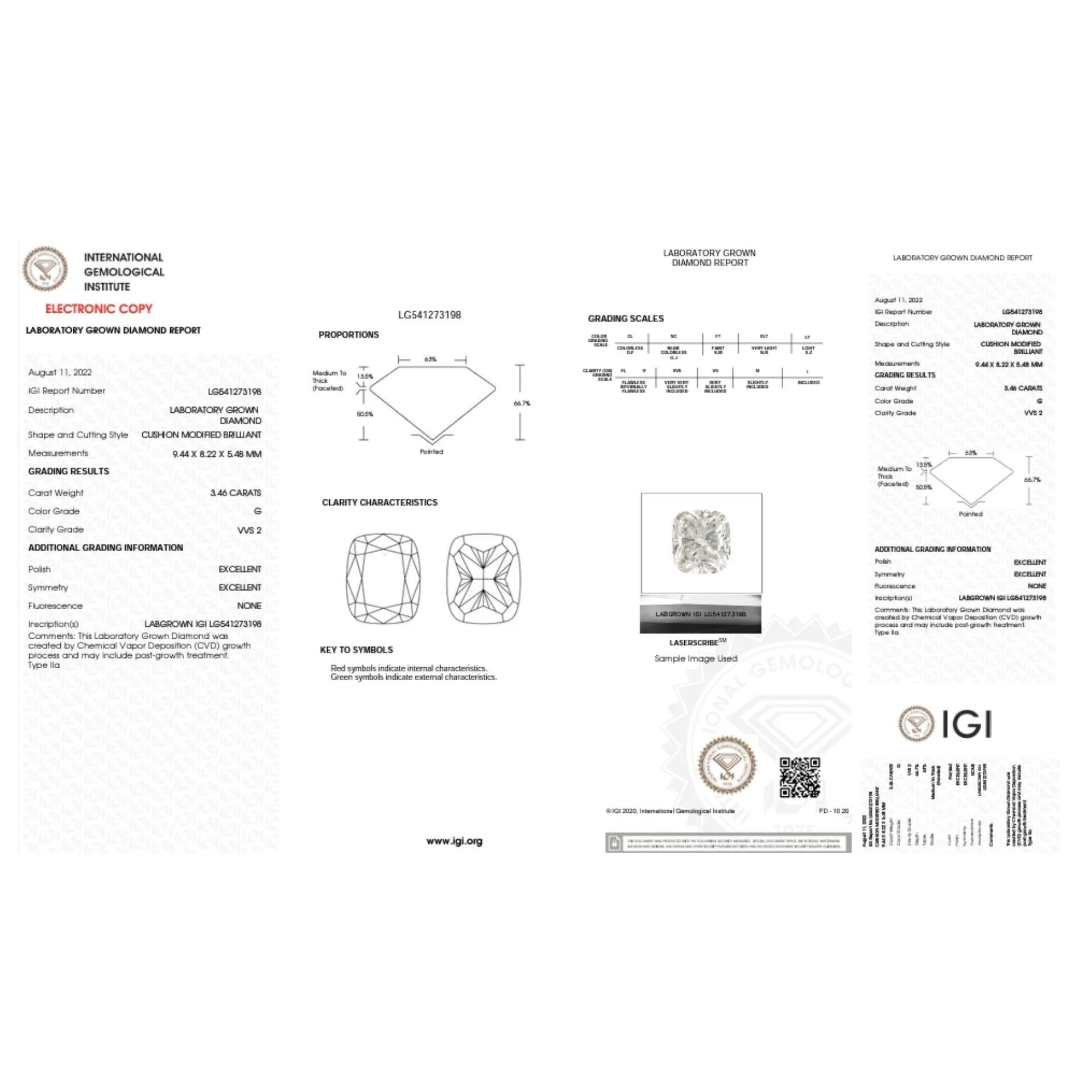 IGI Certified 3.46 Carat Lab Grown Cushion Cut Diamond East West Solitaire Ring - Image 10