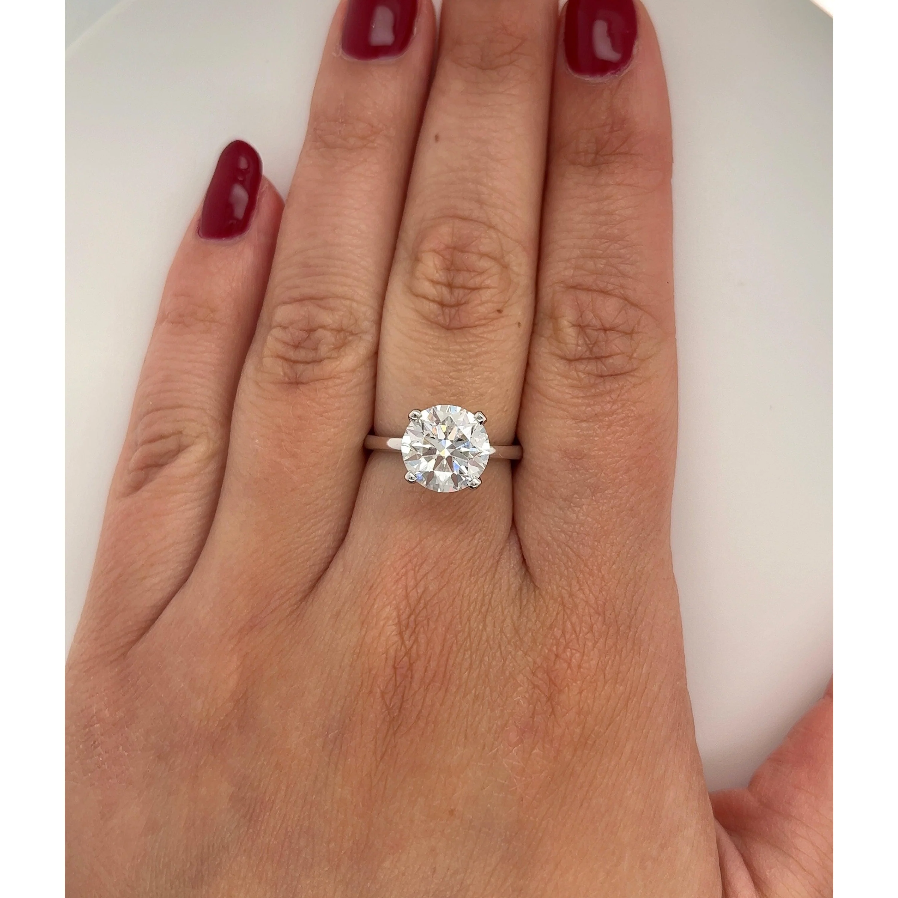 IGI Certified 3.48 Carat Round Cut Lab Grown Diamond CVD Engagement Ring in 18K White Gold Solitaire - Image 3
