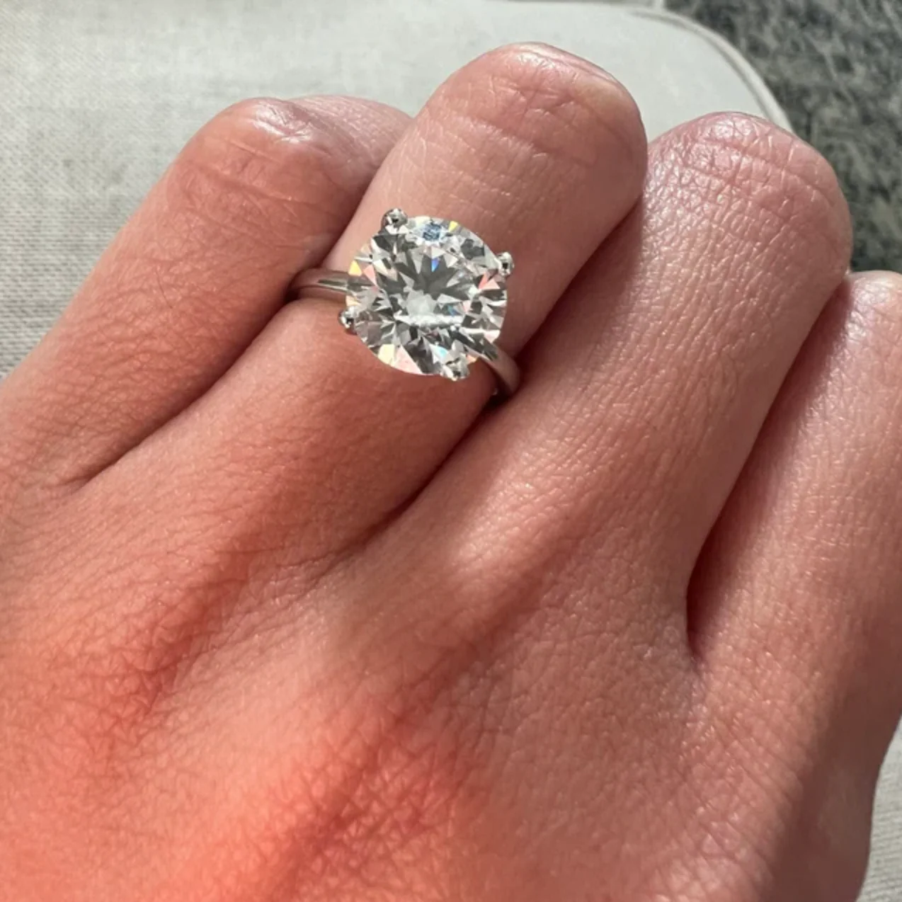 IGI Certified 3.48 Carat Round Cut Lab Grown Diamond CVD Engagement Ring in 18K White Gold Solitaire - Image 5